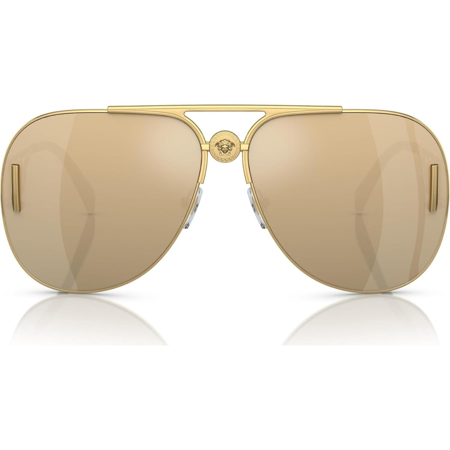 Gafas de sol unisex Versace doradas con lentes espejo 63mm