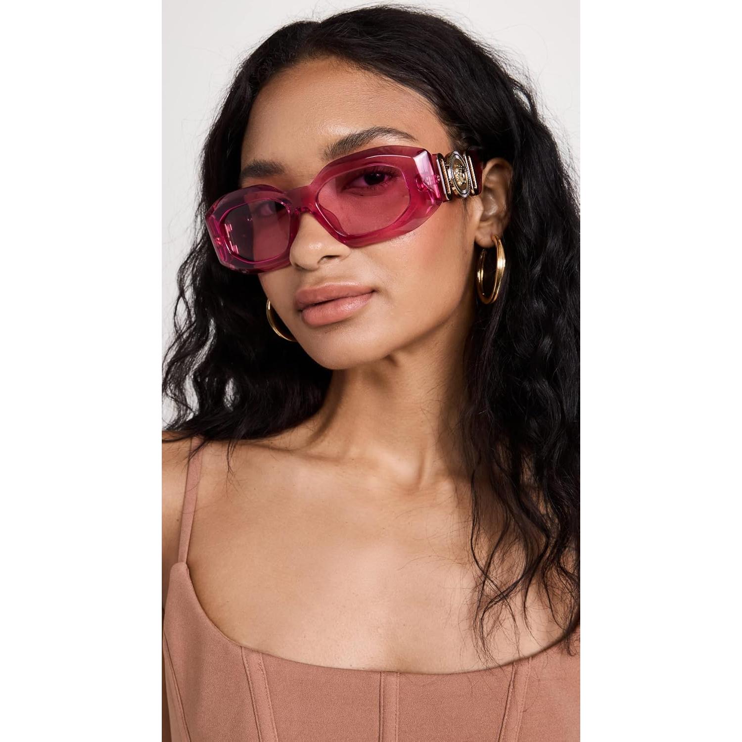 Gafas de sol rectangulares Versace para mujer Rosa