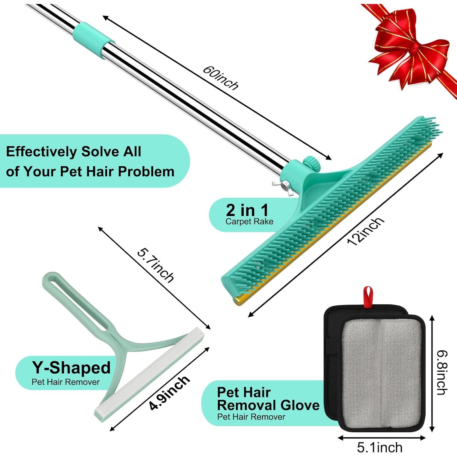 Rastrillo para Alfombras Nrefpun 3 en 1 Mango Ajustable 60"