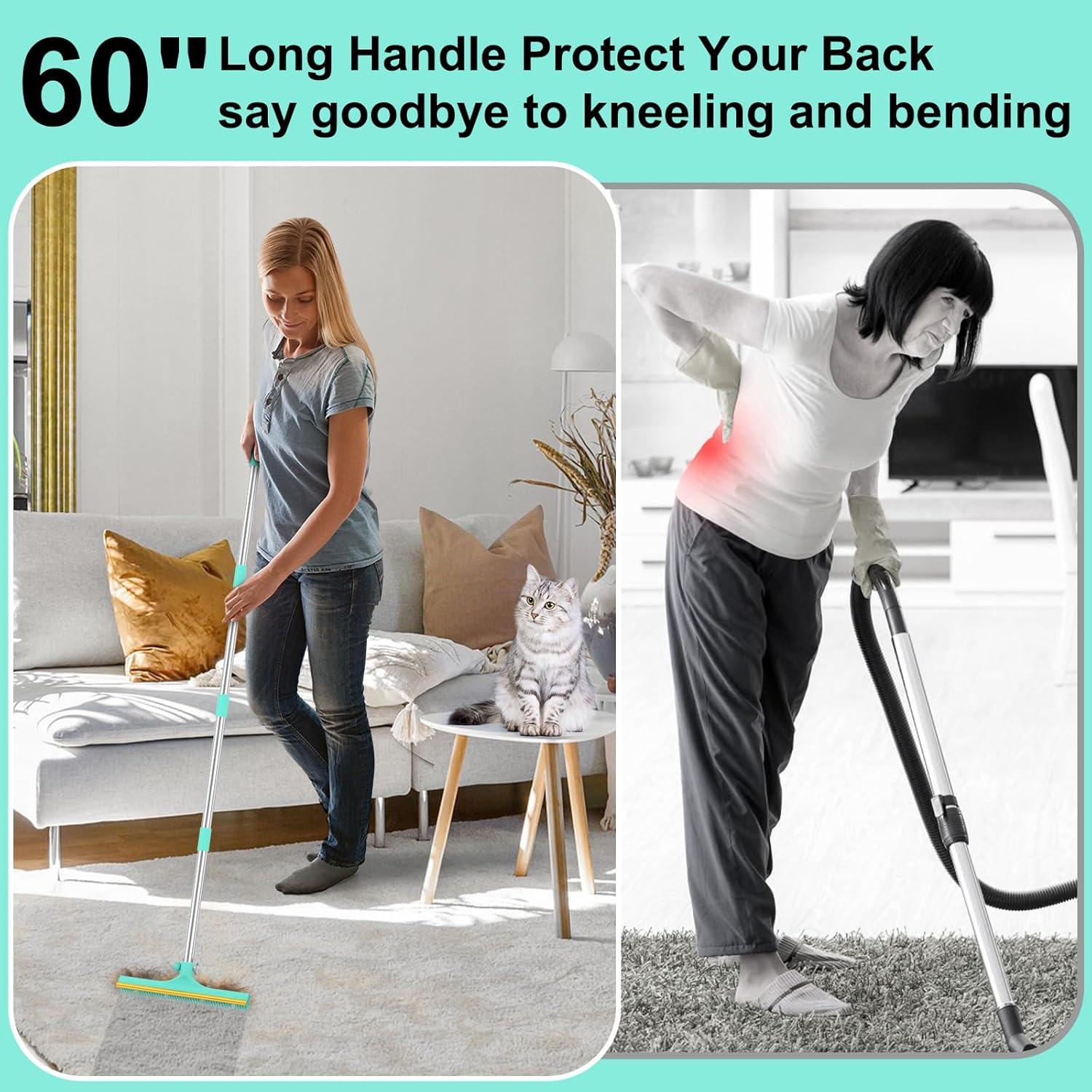 Rastrillo para Alfombras Nrefpun 3 en 1 Mango Ajustable 60"