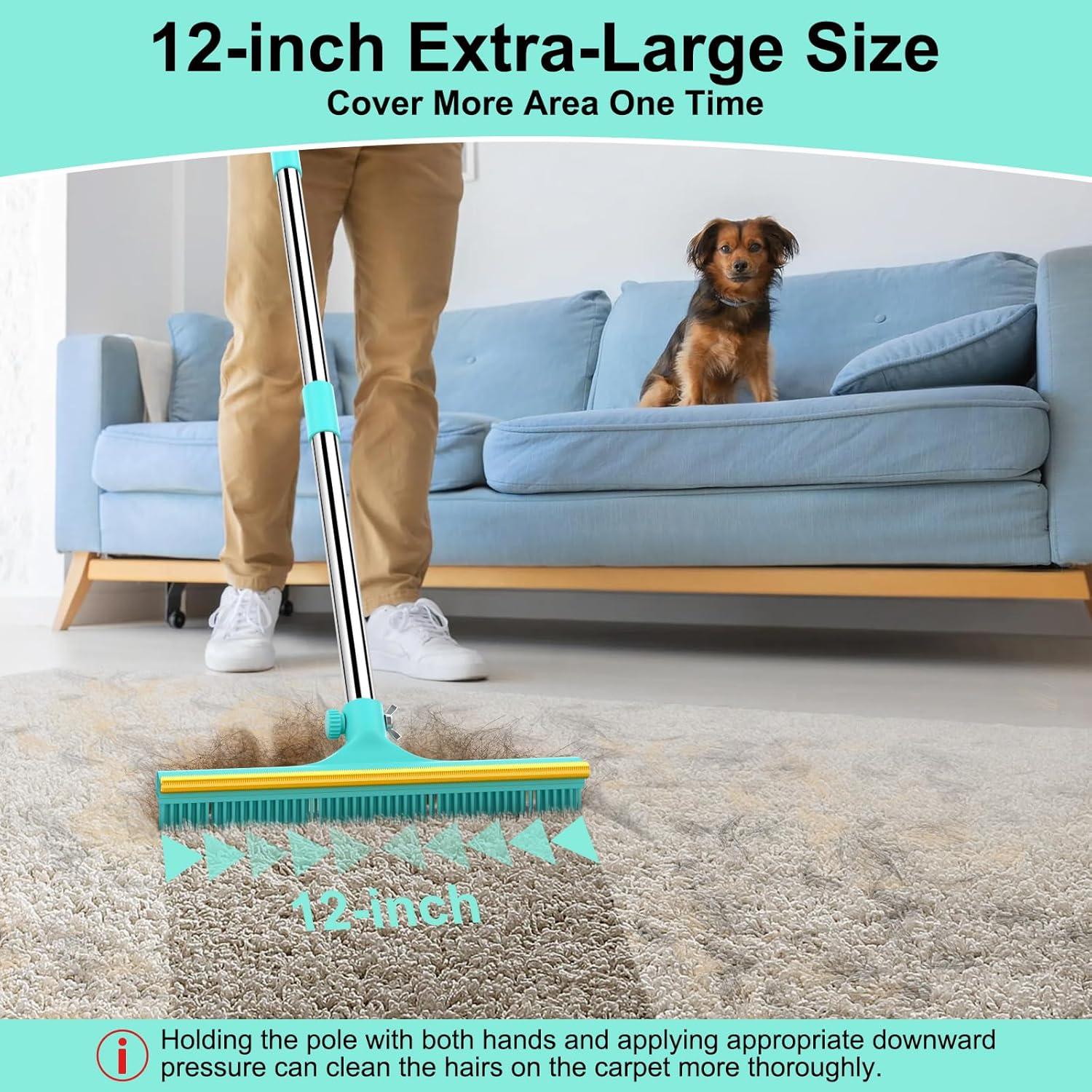 Rastrillo para Alfombras Nrefpun 3 en 1 Mango Ajustable 60"