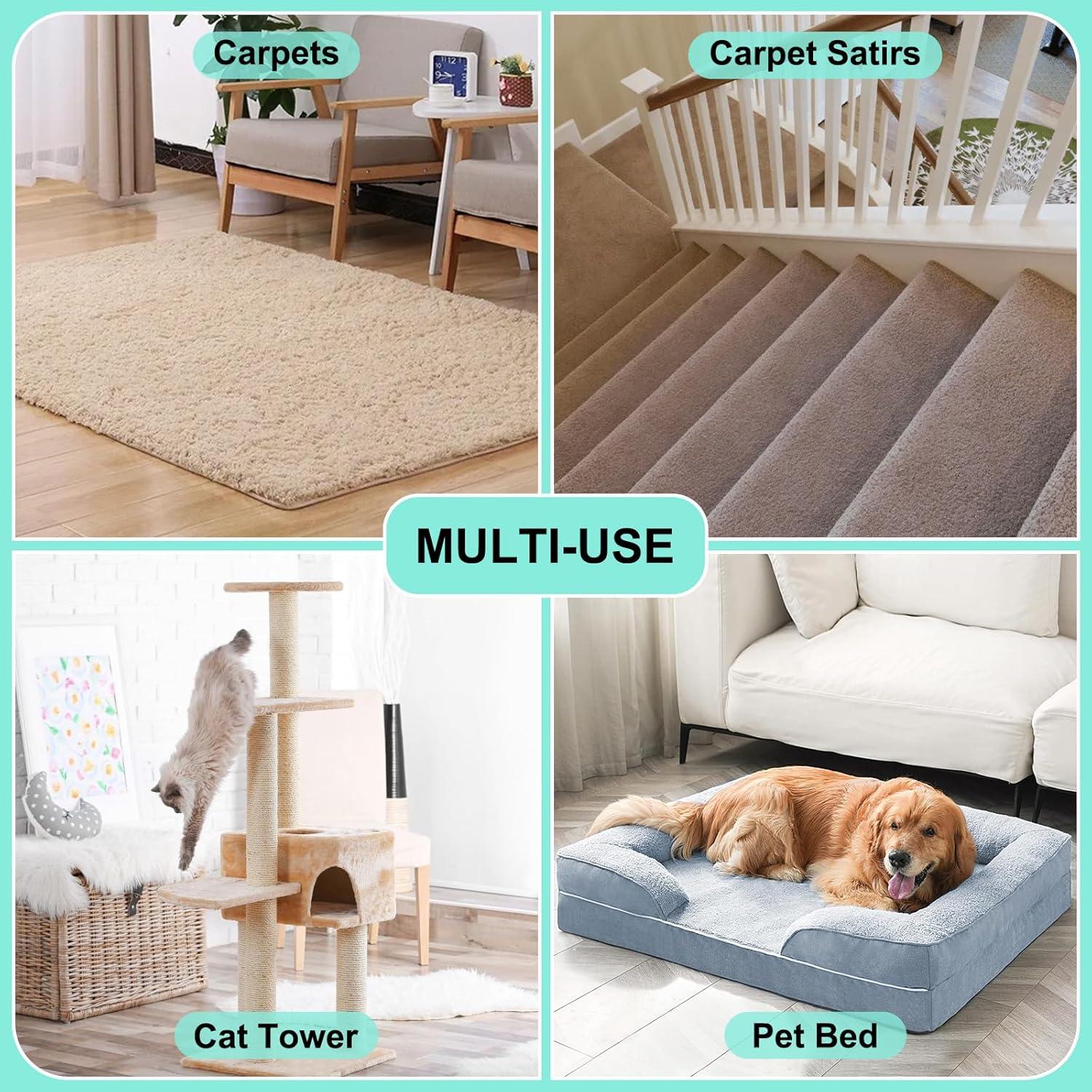 Rastrillo para Alfombras Nrefpun 3 en 1 Mango Ajustable 60"