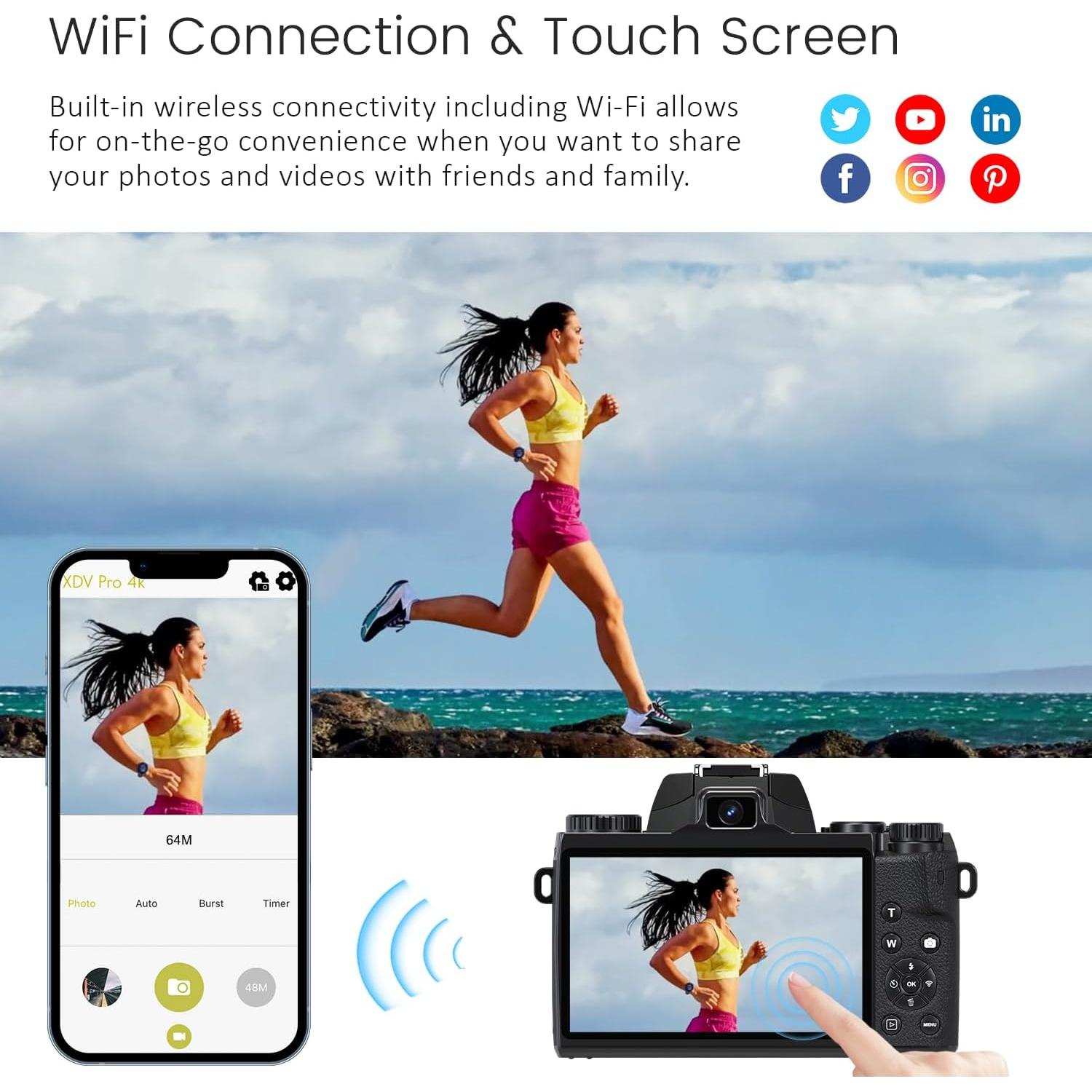 Cámara Digital Saneen S05 4K 64MP Pantalla Táctil WiFi