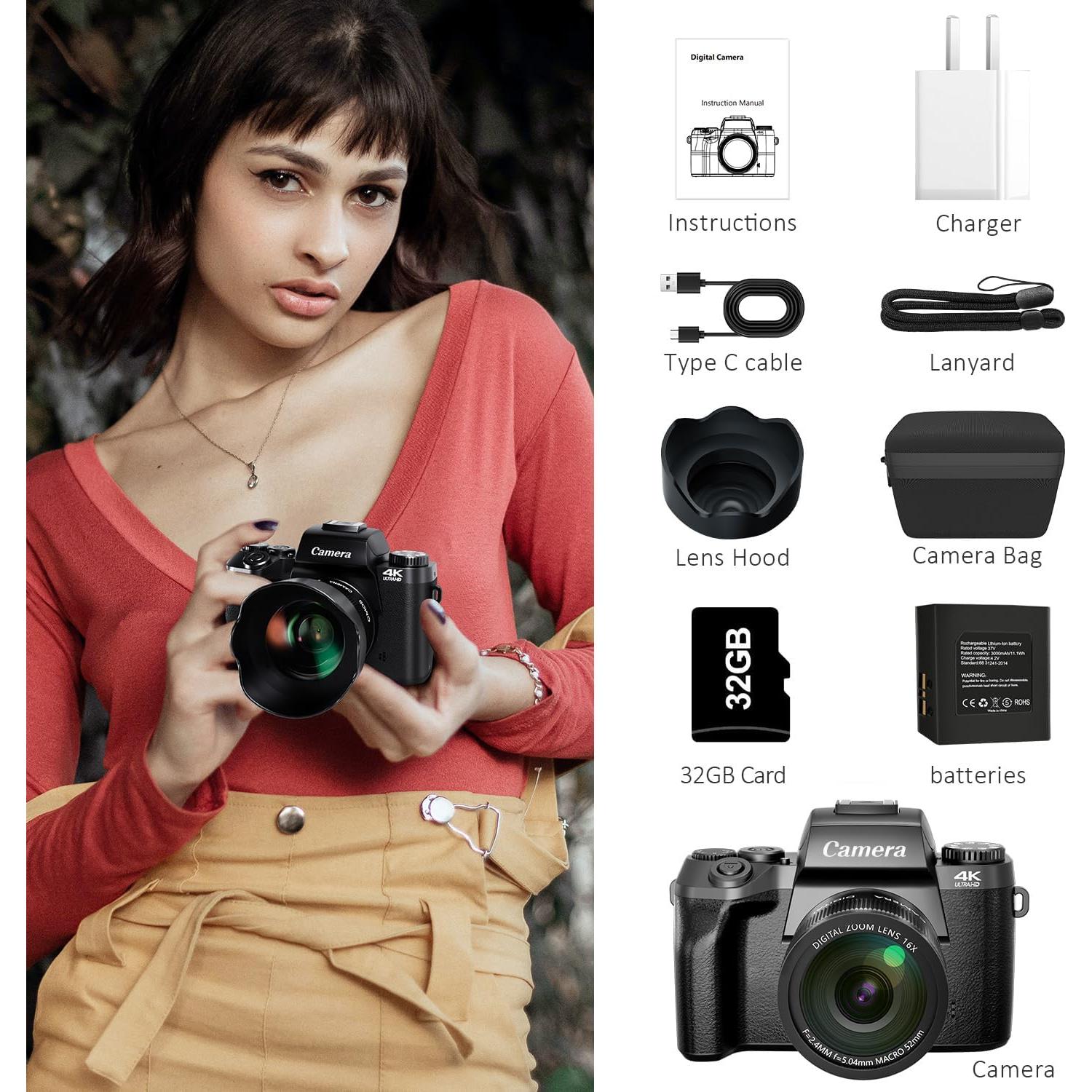 Cámara Digital Saneen S05 4K 64MP Pantalla Táctil WiFi