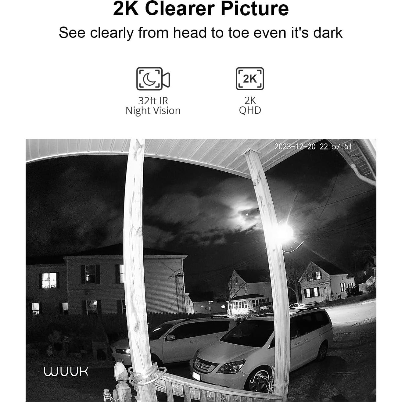 Timbre de Video WUUK Y210A 2K Inalámbrico con Detección