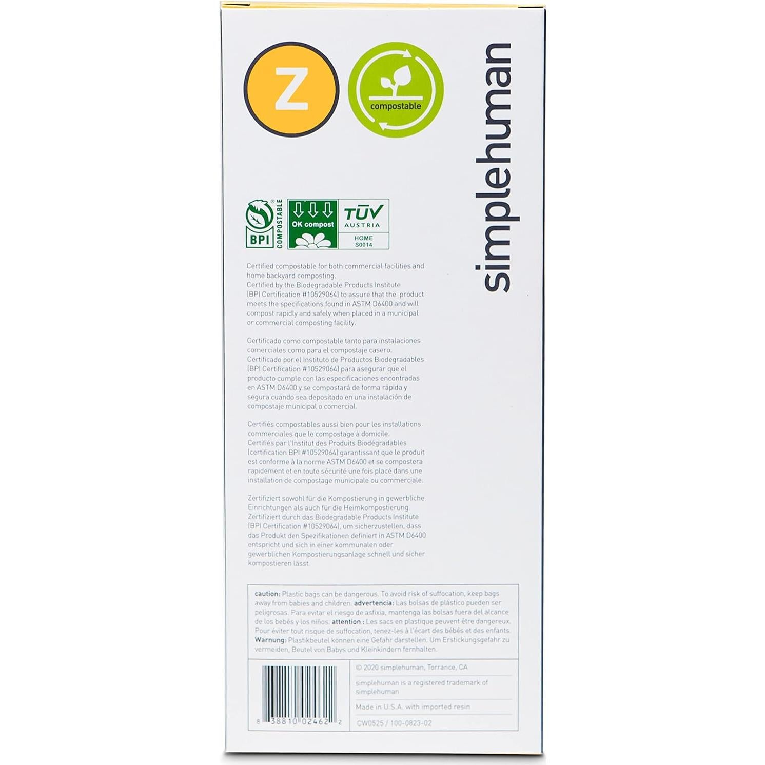 Forros Compostables simplehuman Código Z - Paquete de 30