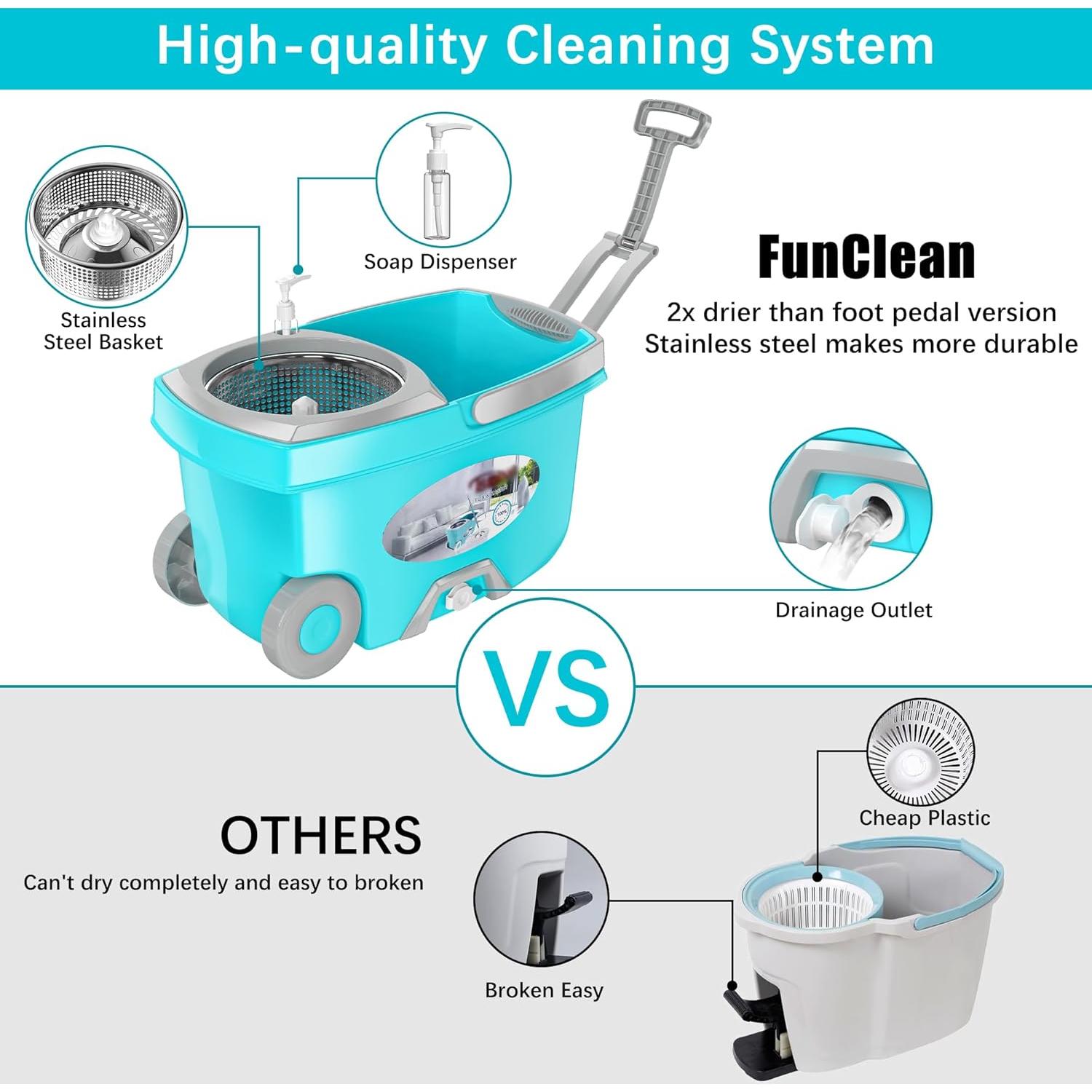 Set de Mop y Cubo RinseWise con Escurridor y 6 Repuestos