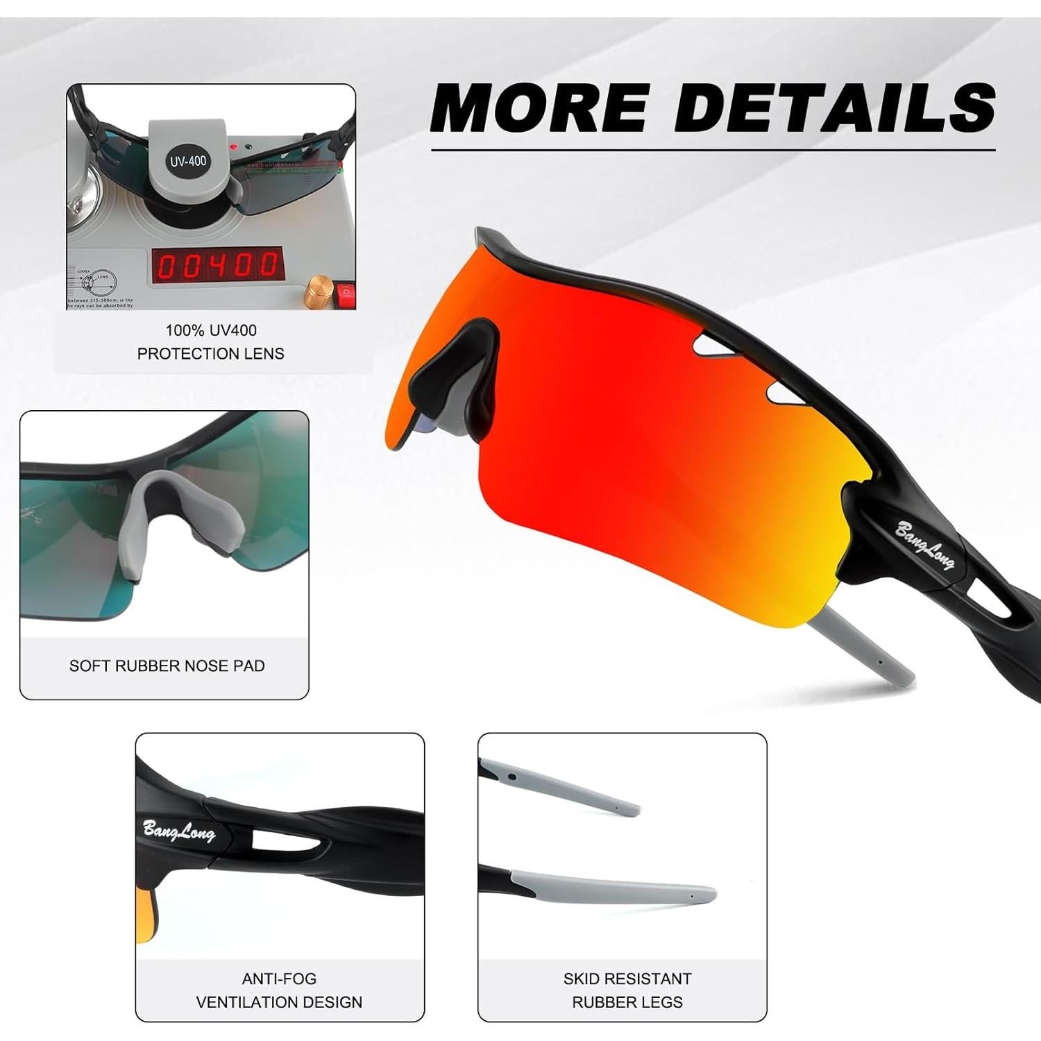 Gafas de sol deportivas BangLong con 5 lentes UV400