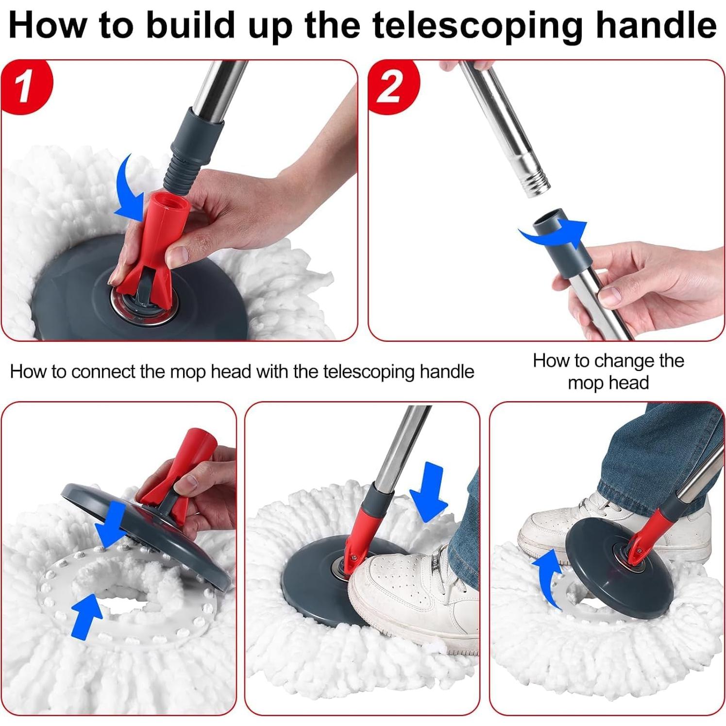 Sistema de limpieza con cubo y mopa giratoria MENSHINE A100