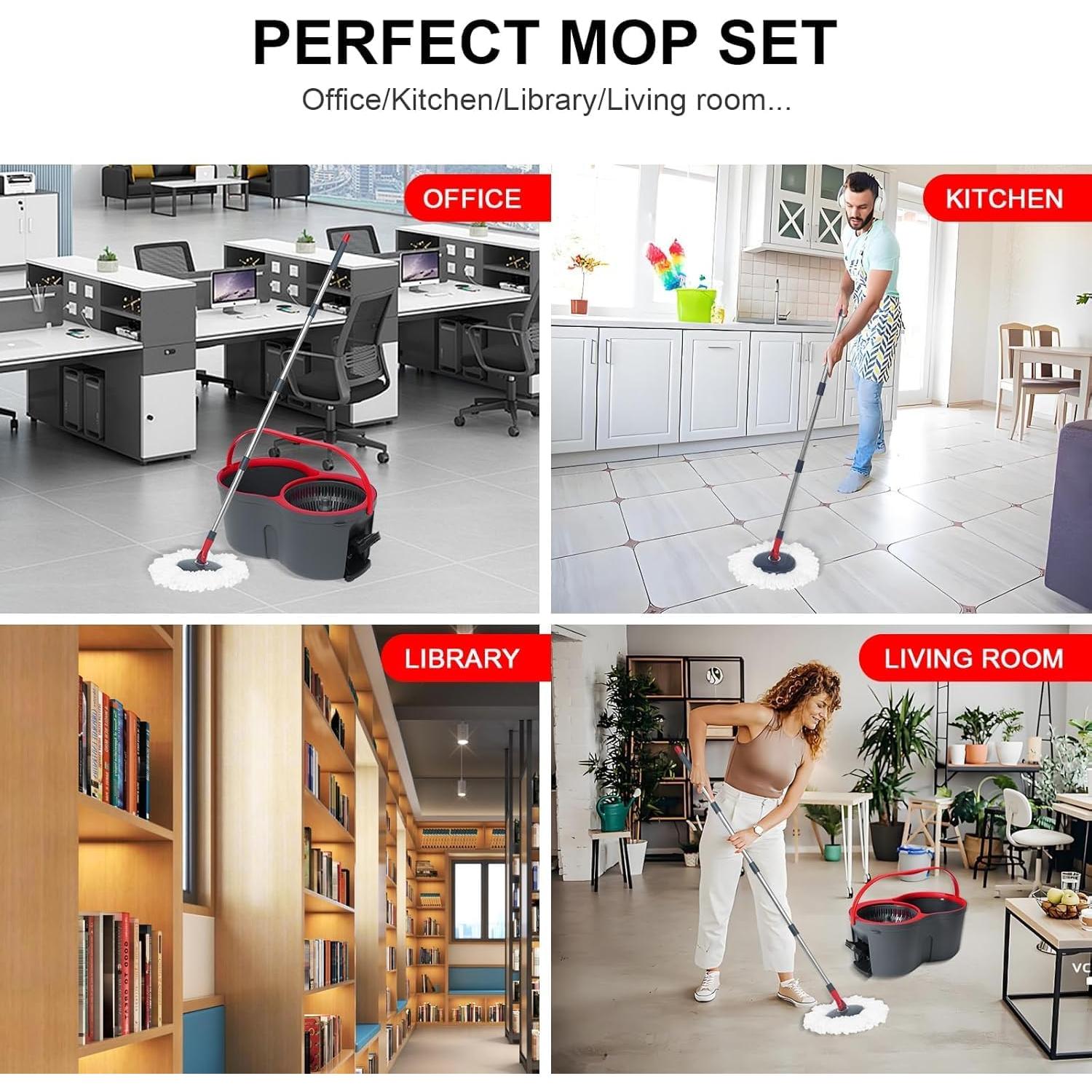 Sistema de limpieza con cubo y mopa giratoria MENSHINE A100