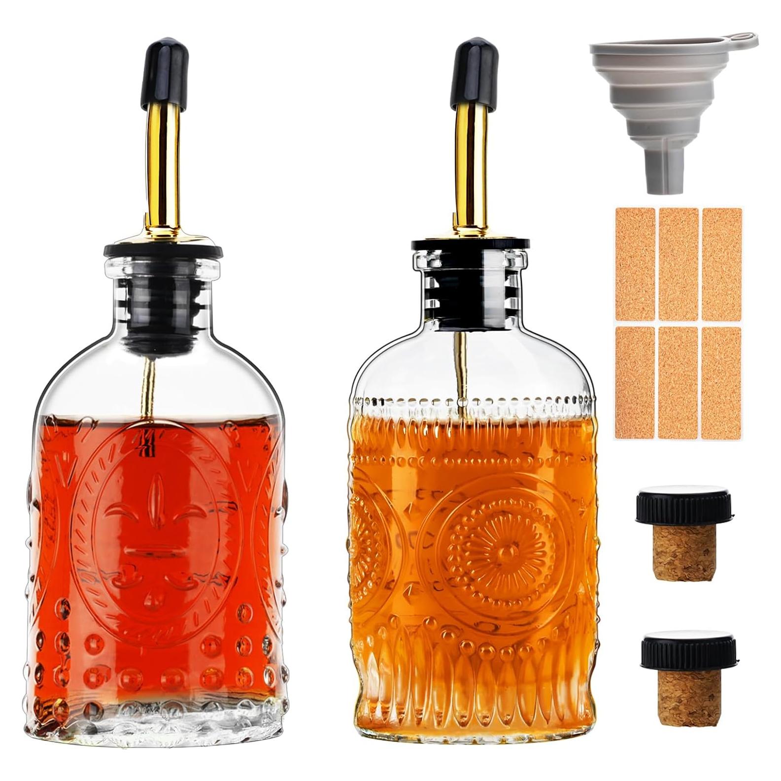 Juego de 2 Botellas Dispensadoras de Jarabe de Vidrio 200 ml