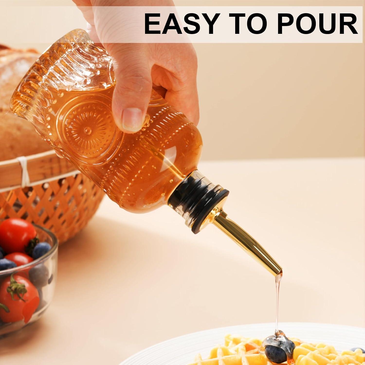 Juego de 2 Botellas Dispensadoras de Jarabe de Vidrio 200 ml