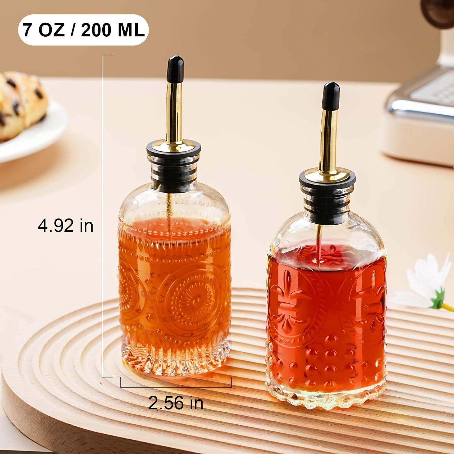 Juego de 2 Botellas Dispensadoras de Jarabe de Vidrio 200 ml