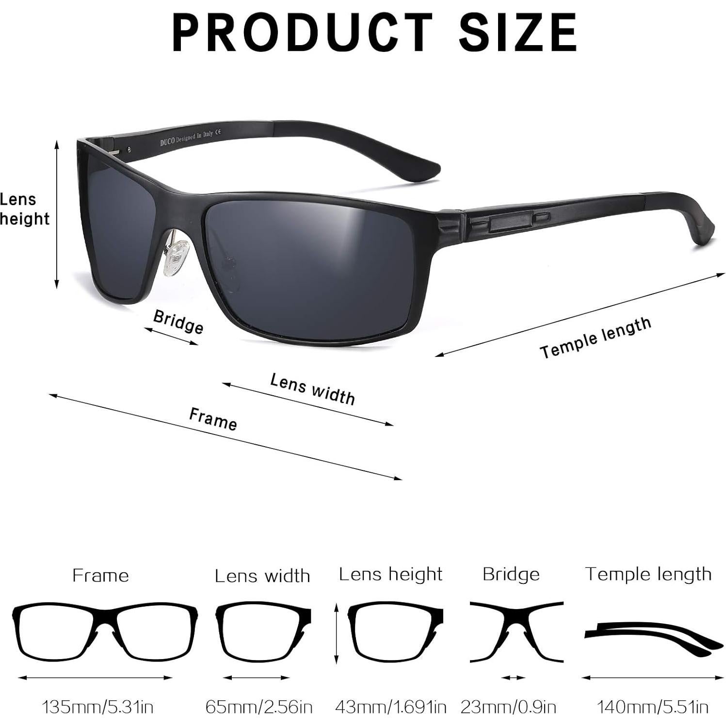 Gafas de sol polarizadas DUCO para hombres, marco ligero