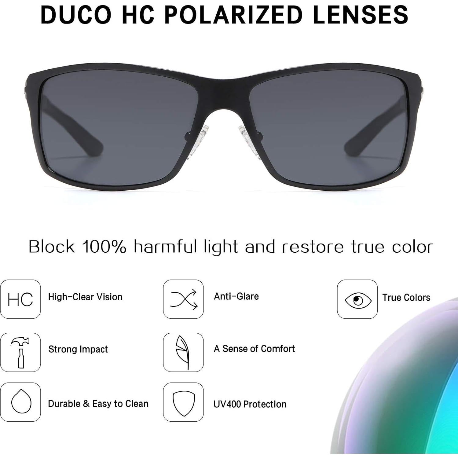 Gafas de sol polarizadas DUCO para hombres, marco ligero