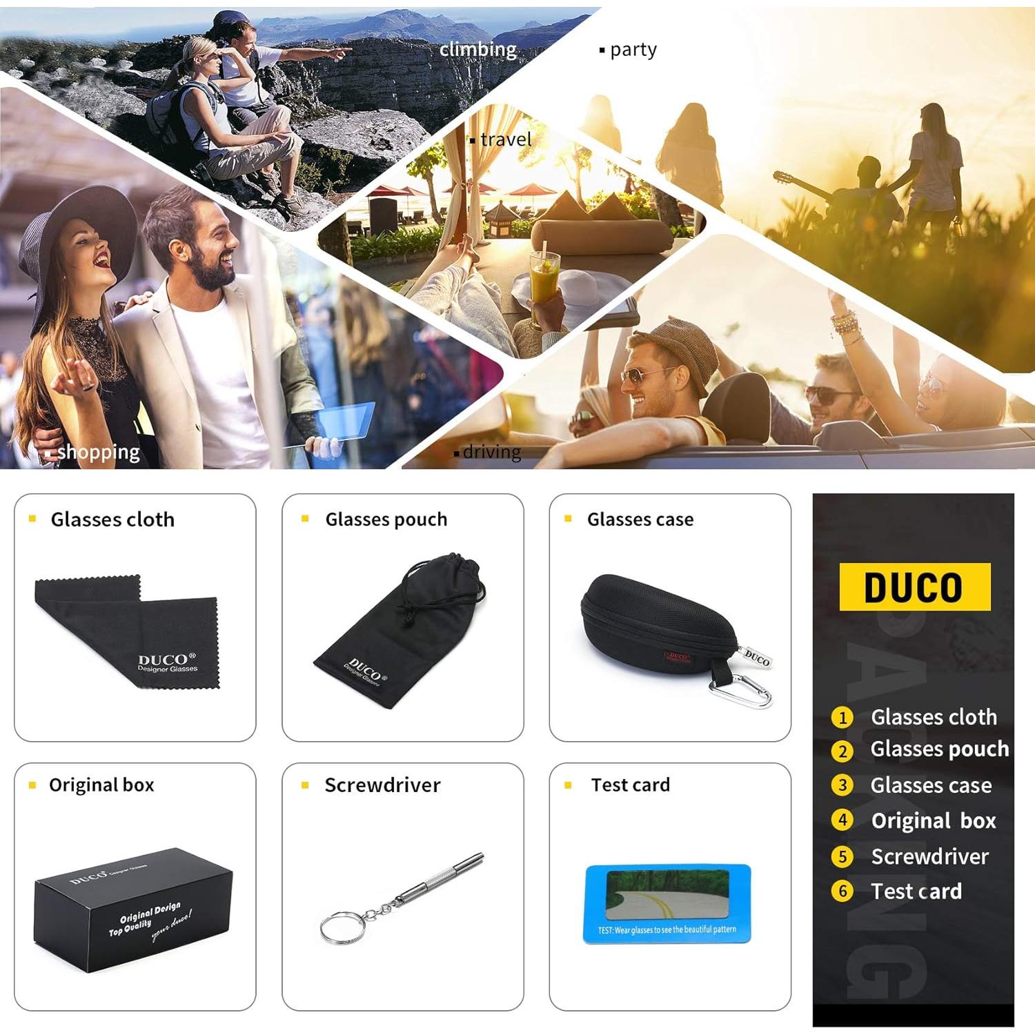 Gafas de sol polarizadas DUCO para hombres, marco ligero