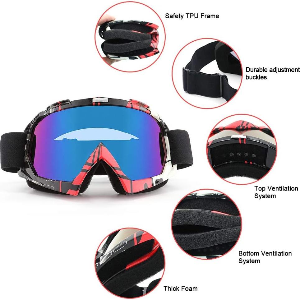 Gafas de Motocross SPOSUNE UV400 Unisex con Esponja Gruesa
