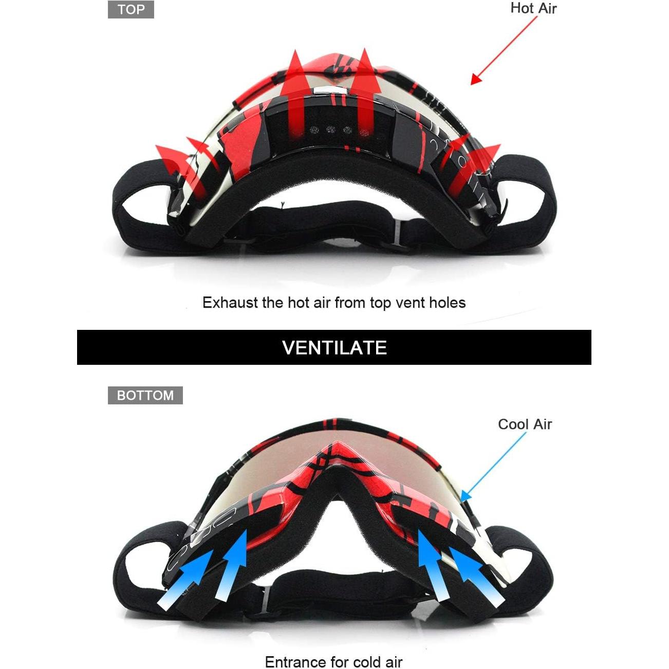 Gafas de Motocross SPOSUNE UV400 Unisex con Esponja Gruesa