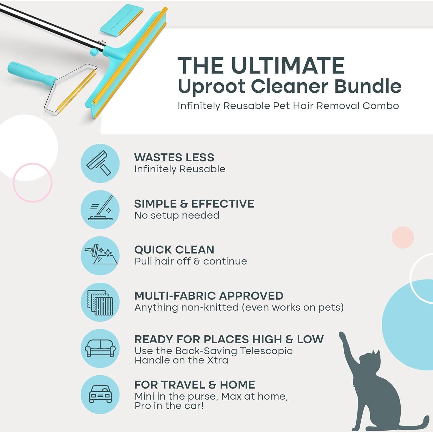 Kit Uproot Clean Pro Mini Xtra para Remover Pelo de Mascota