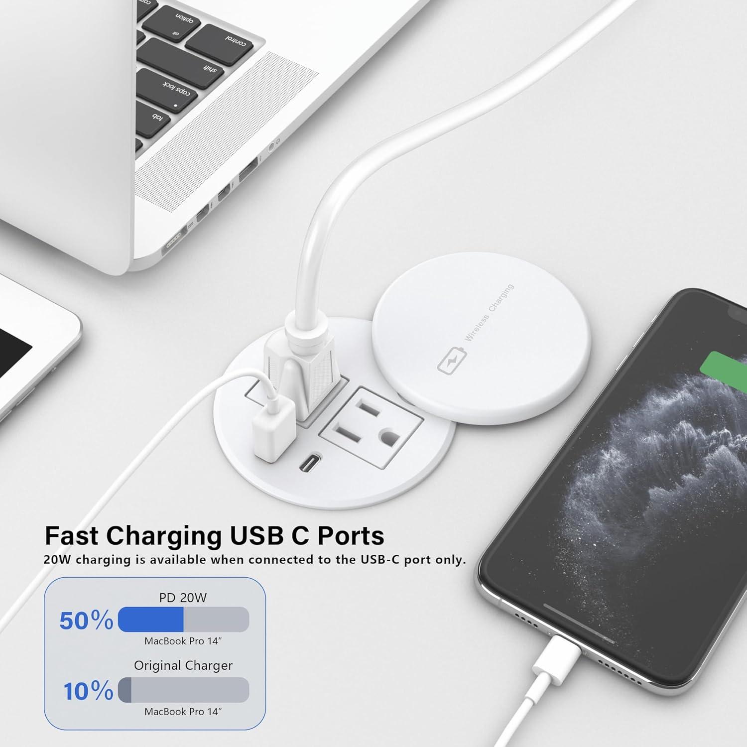 Grommet de Poder Empotrado Blanco Jgstkcity 3" con Carga Rápida