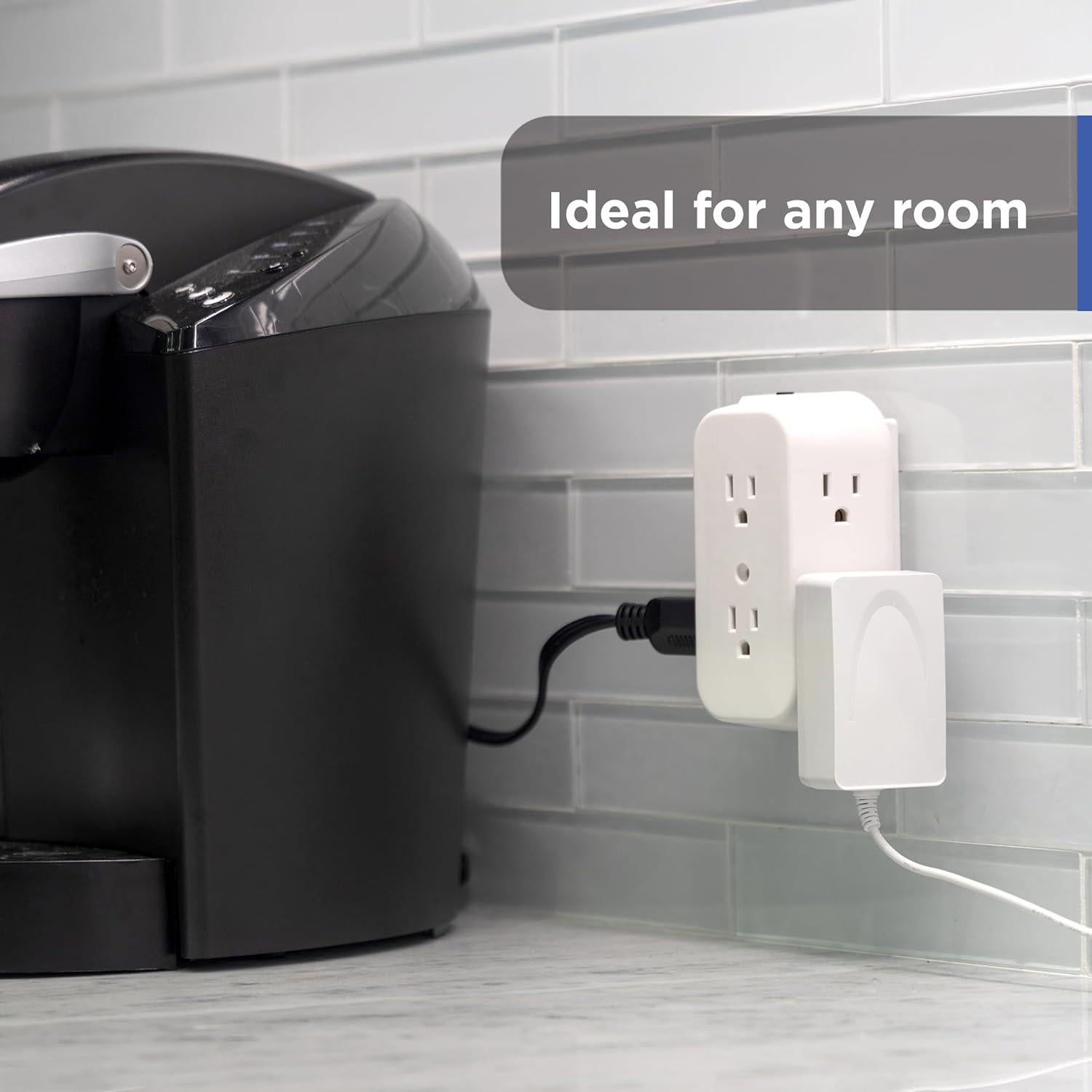 Enchufe de Pared GE 6 Salidas con Tierra y Interruptor Blanco