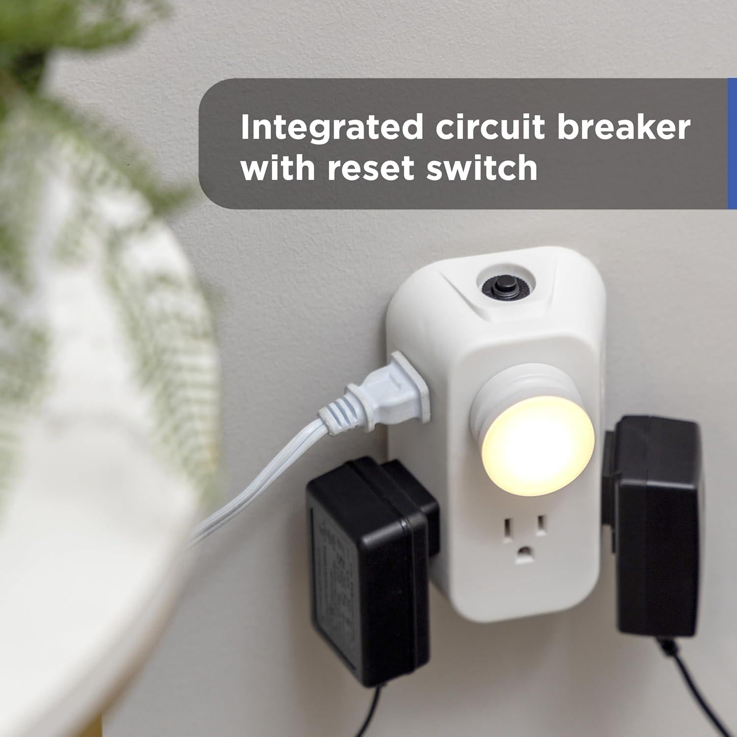 Enchufe de Pared GE 6 Salidas con Tierra y Interruptor Blanco