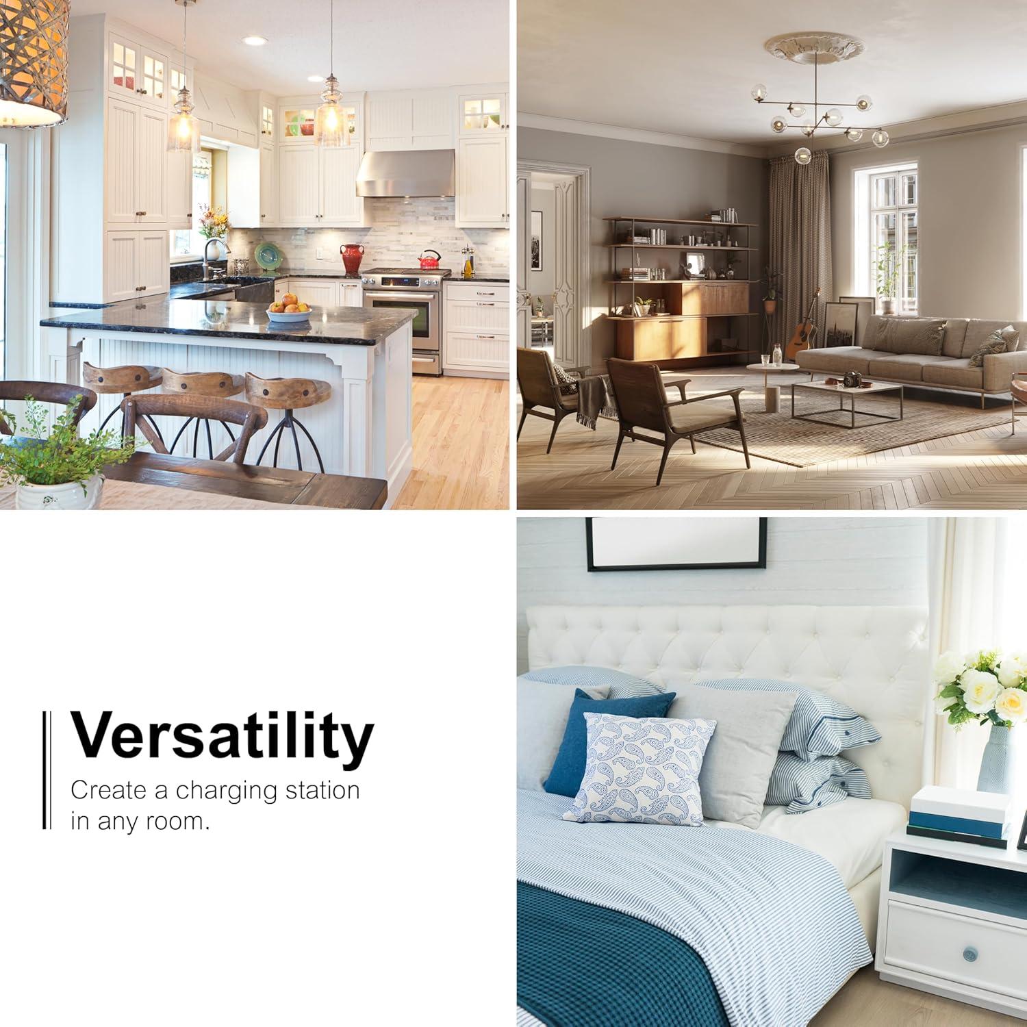 Enchufe de Pared GE 6 Salidas con Tierra y Interruptor Blanco