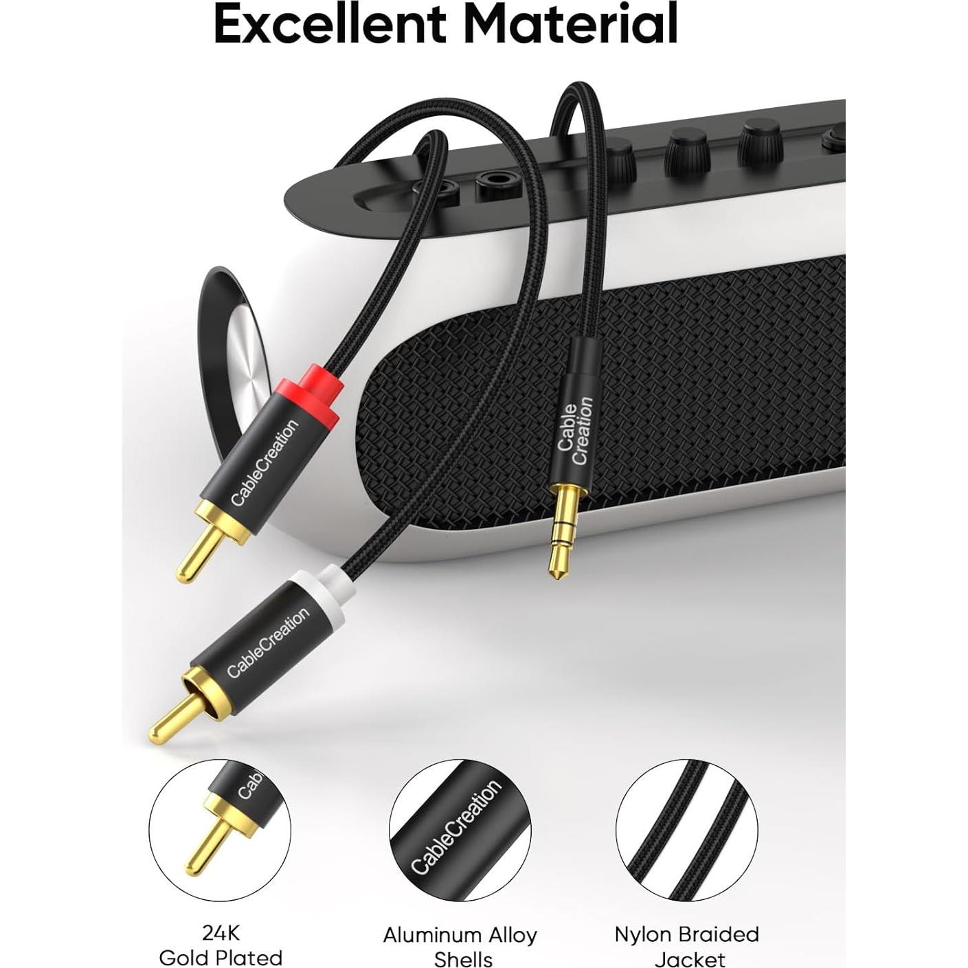 Cable de Audio 3.5mm a 2 RCA CableCreation 2.01m Estéreo