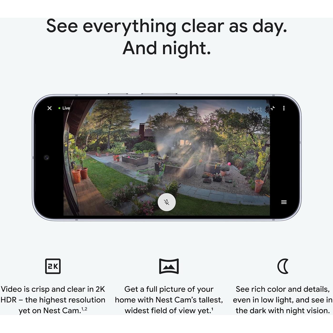 Cámara de Seguridad Nest Cam Exterior Google 2K HDR Hazel