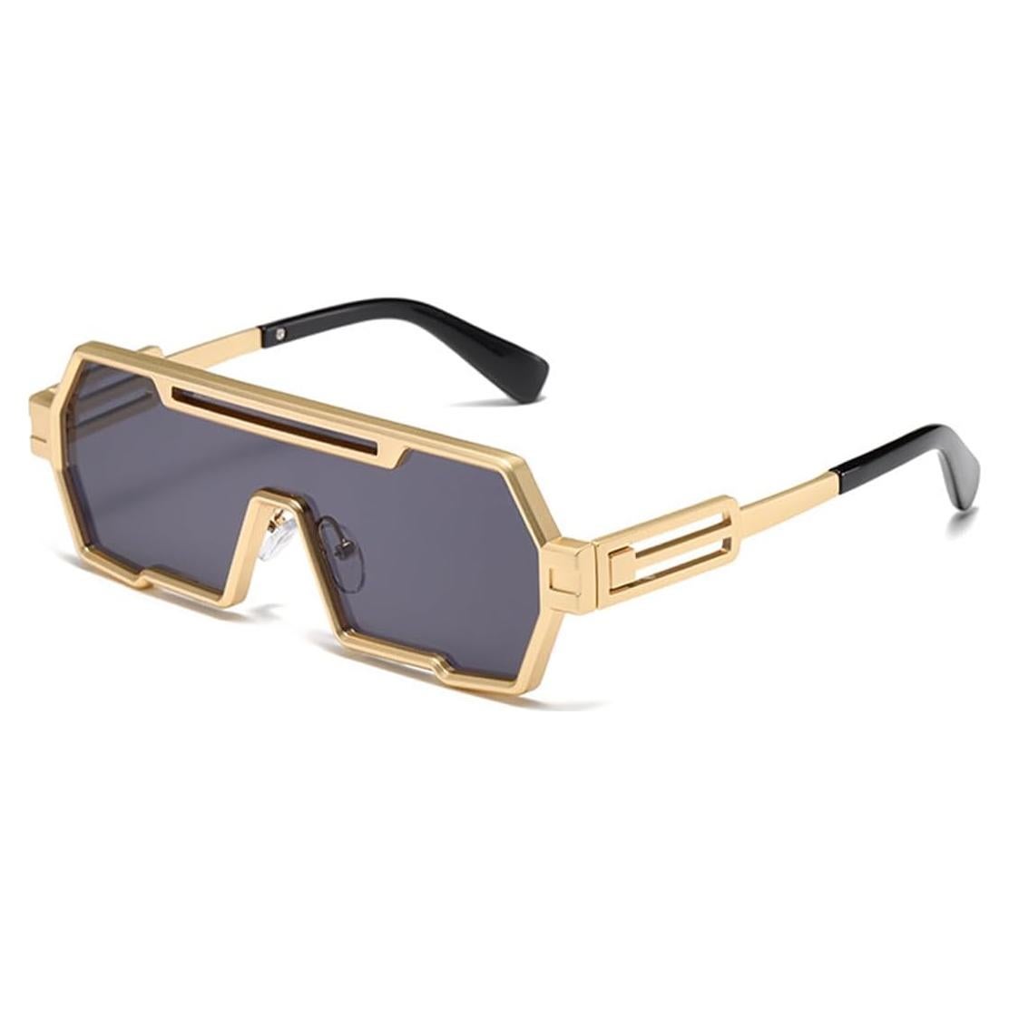 Gafas de sol retro steampunk Junsika para hombres marco dorado