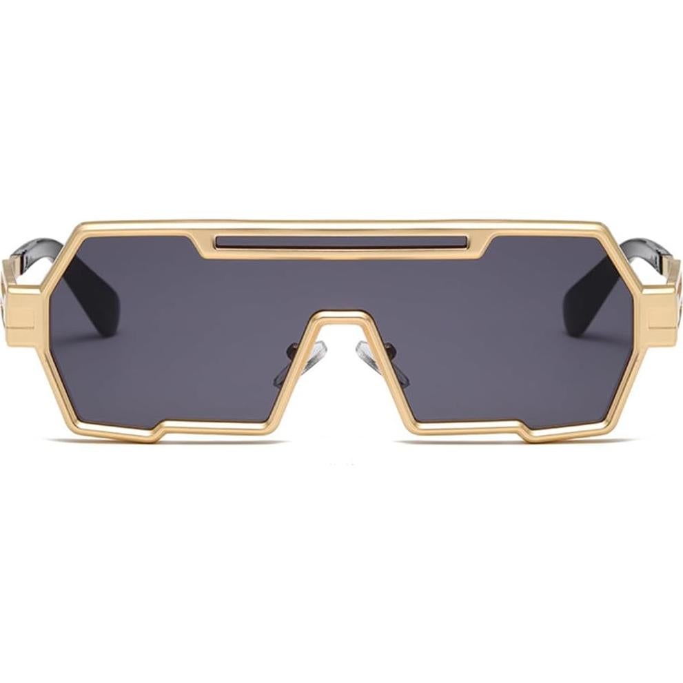 Gafas de sol retro steampunk Junsika para hombres marco dorado
