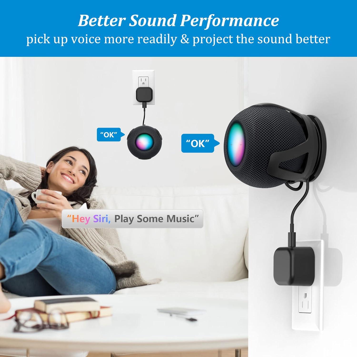 Soporte de Pared PlusAcc para HomePod Mini - Negro, 2 Unidades