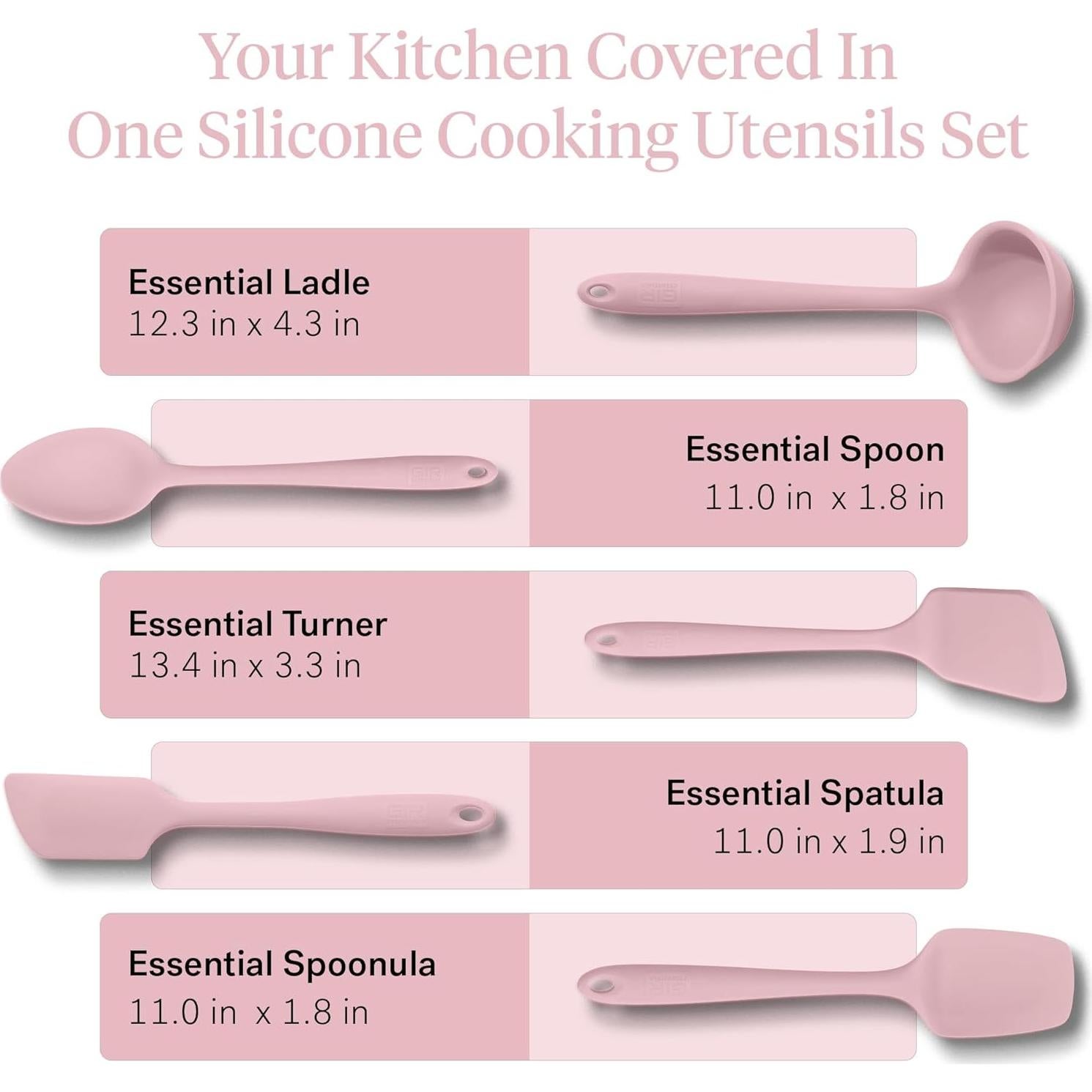 Set de Utensilios de Cocina GIR - 5 Piezas Antiadherente Rosa
