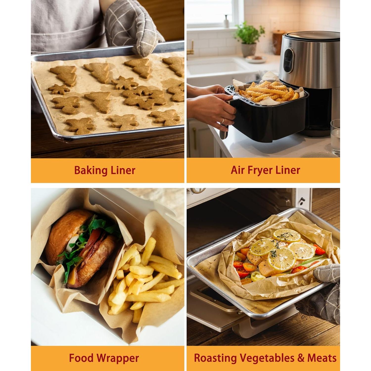 200 Hojas de Papel Pergamino Anti-adherente GENLGE 30.5x42 cm