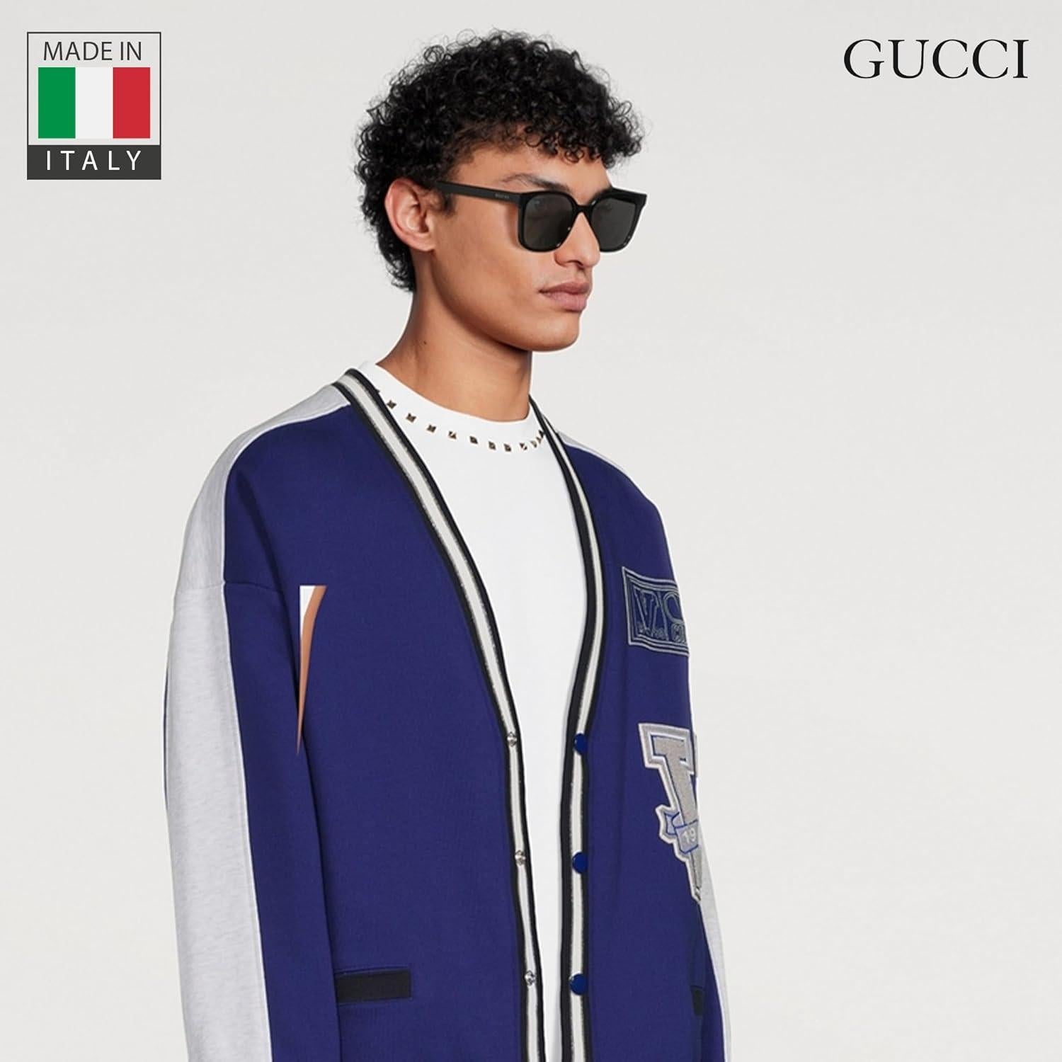 Gucci GG1346SK Designer Polarized Men's Rectangular Shape Sunglasses: Rectangular Frame Eyewear with Polarized Lenses - Epitome of Luxury and Style