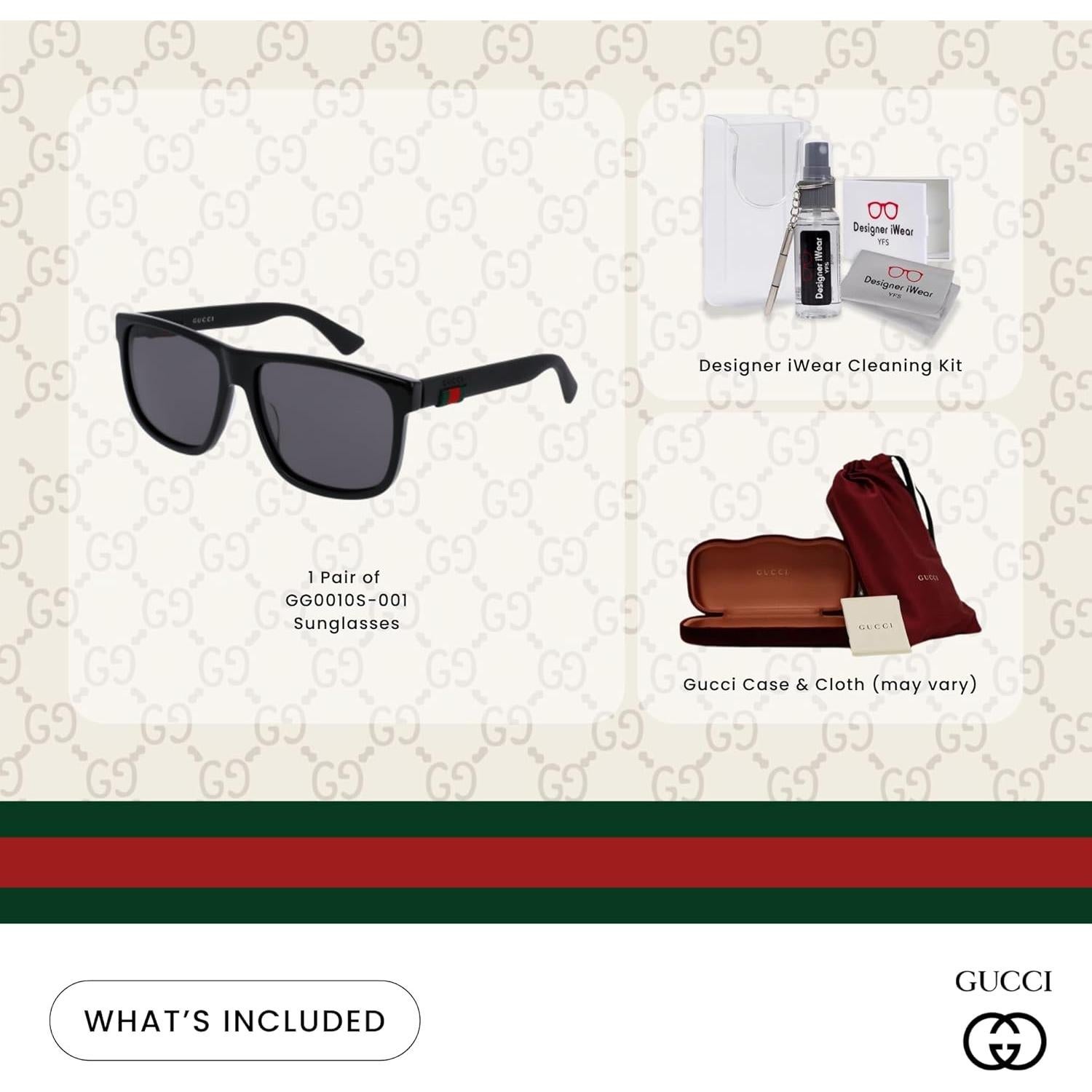 Gafas de sol Gucci GG0010S con kit de cuidado iWear