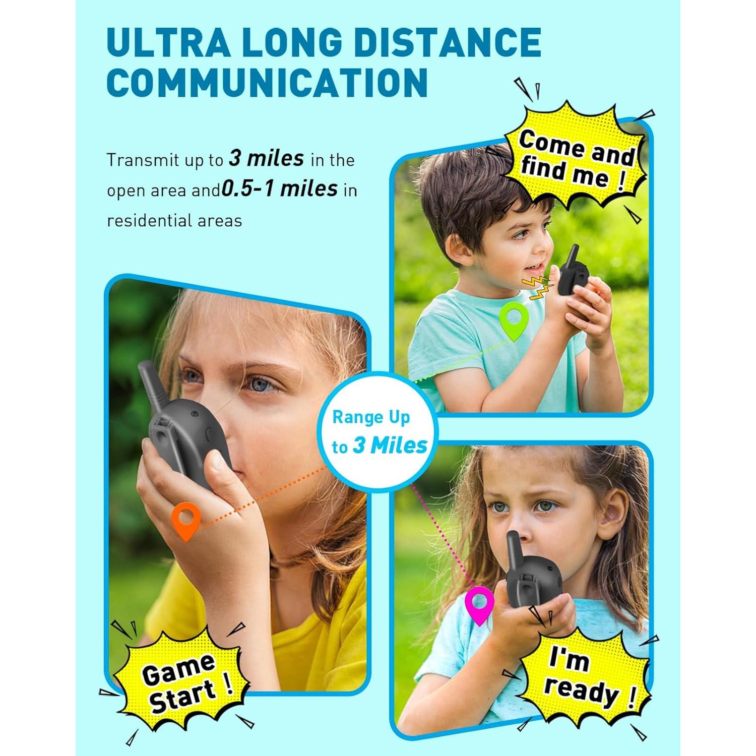 Walkie Talkies Hetyue para Niños - Alcance 4,83 km - 4 Pzs