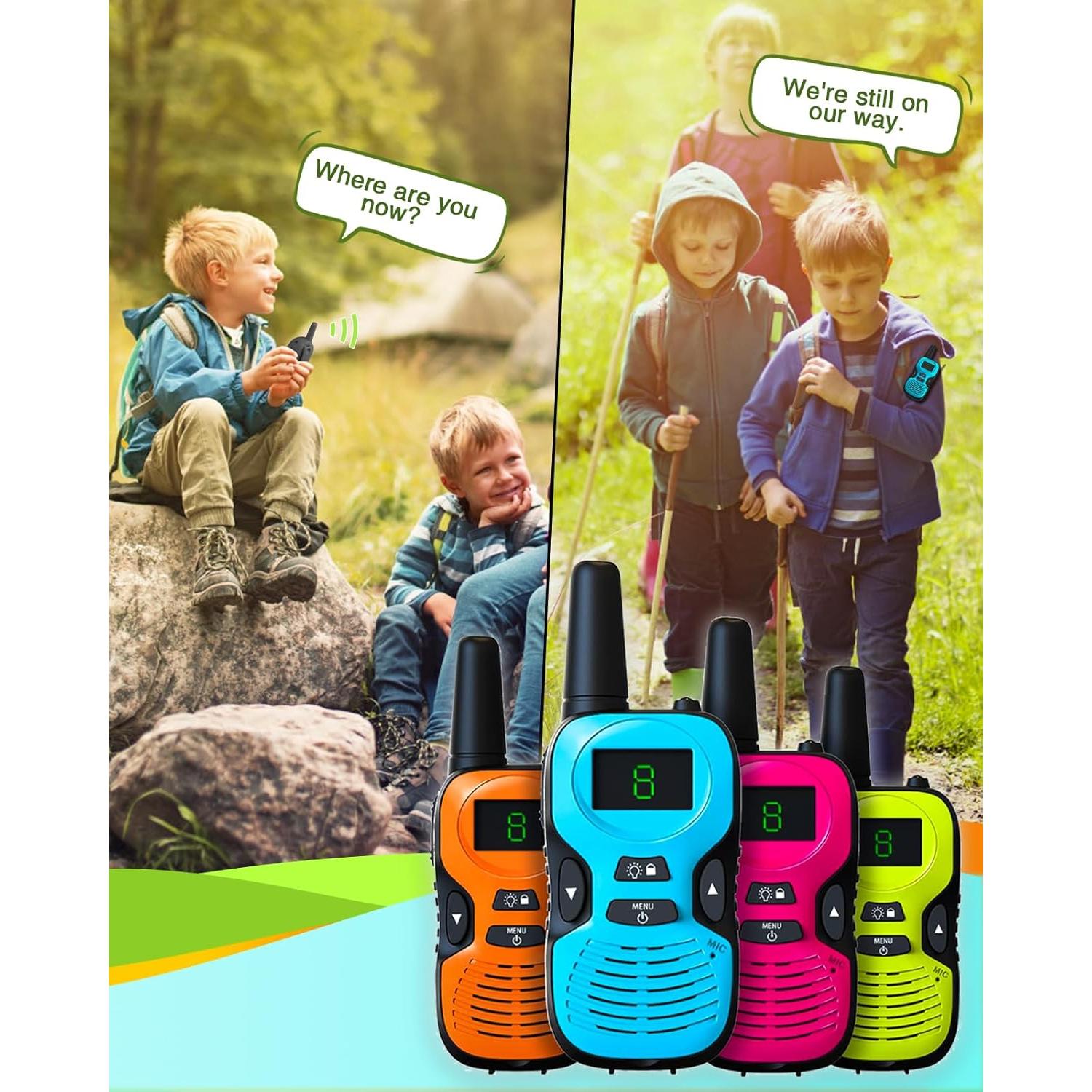 Walkie Talkies Hetyue para Niños - Alcance 4,83 km - 4 Pzs