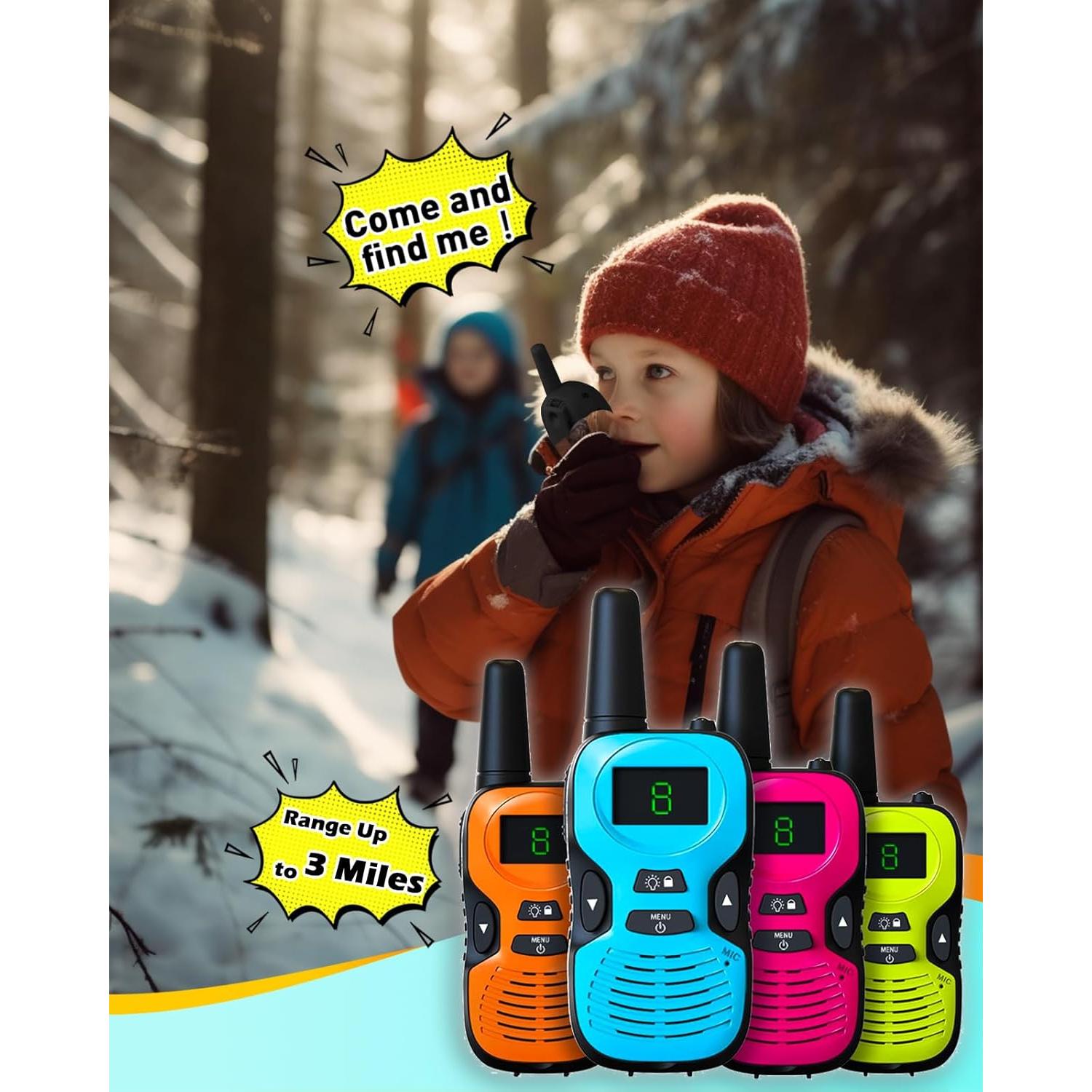 Walkie Talkies Hetyue para Niños - Alcance 4,83 km - 4 Pzs