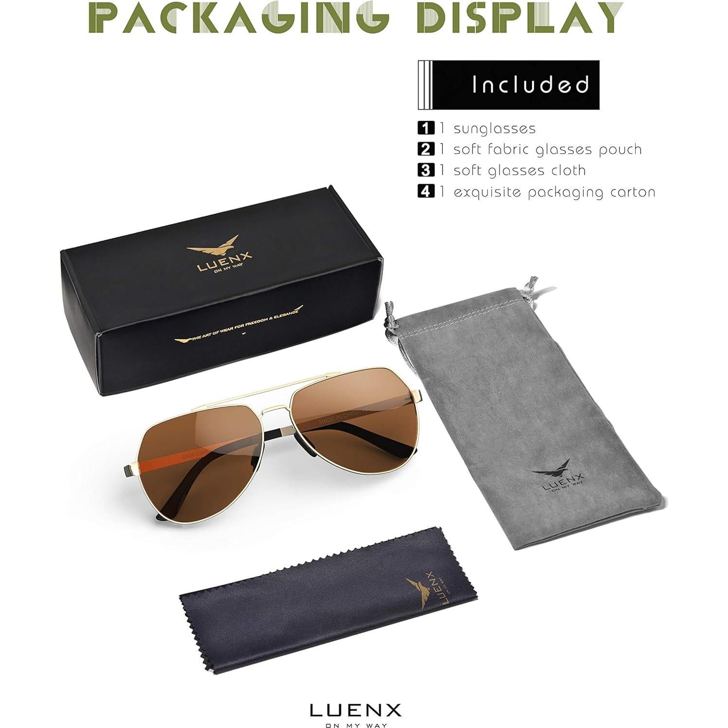 Gafas de sol LUENX Aviador Polarizadas UV400 para Unisex