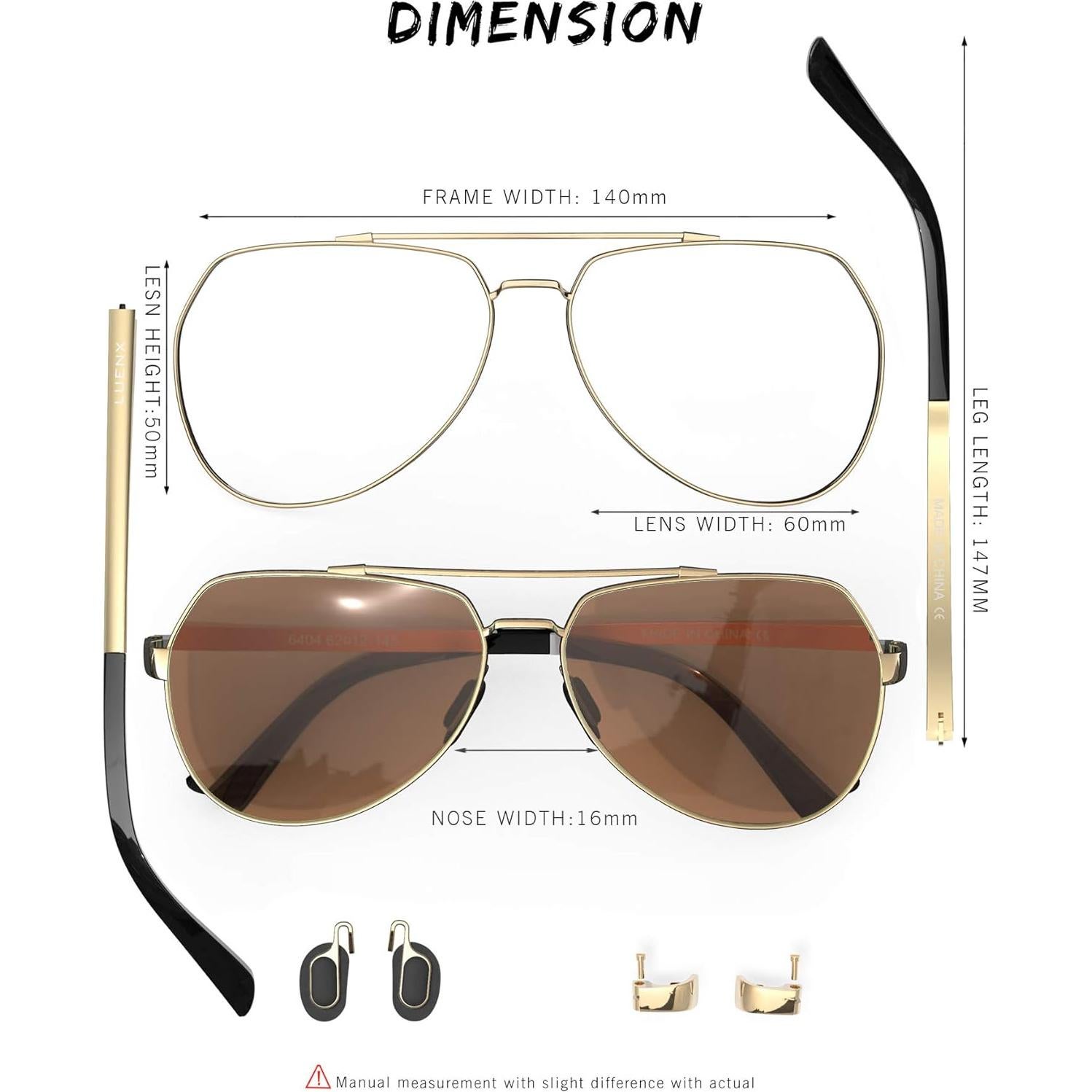 Gafas de sol LUENX Aviador Polarizadas UV400 para Unisex