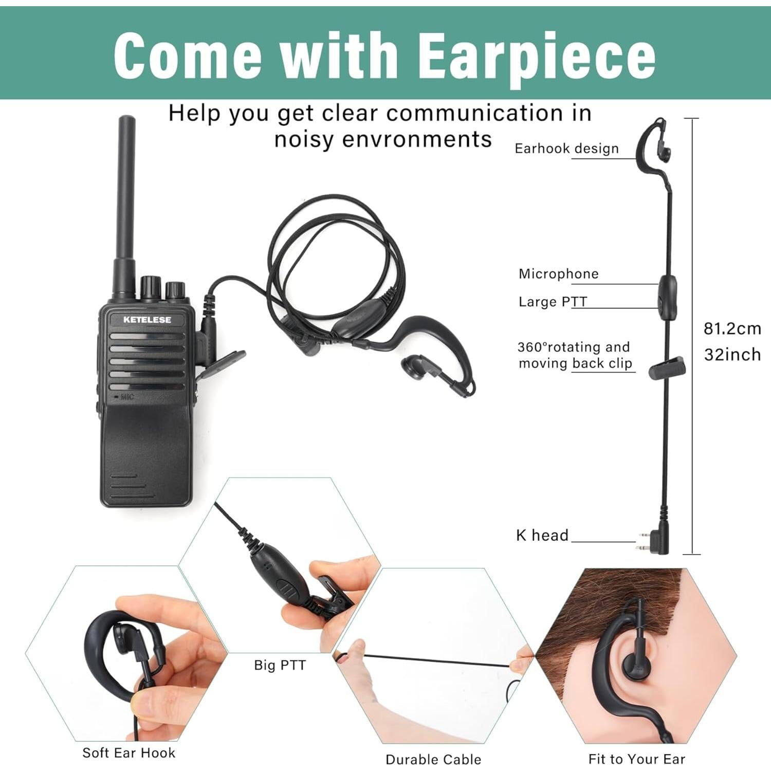 Walkie Talkies KETELESE KP01 Recargables 2W 10 Canales