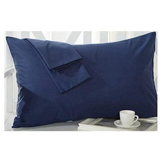 Funda de Almohada de Viaje 35.56x50.8 cm Algodón Egipcio Azul Marino - Juego de 2