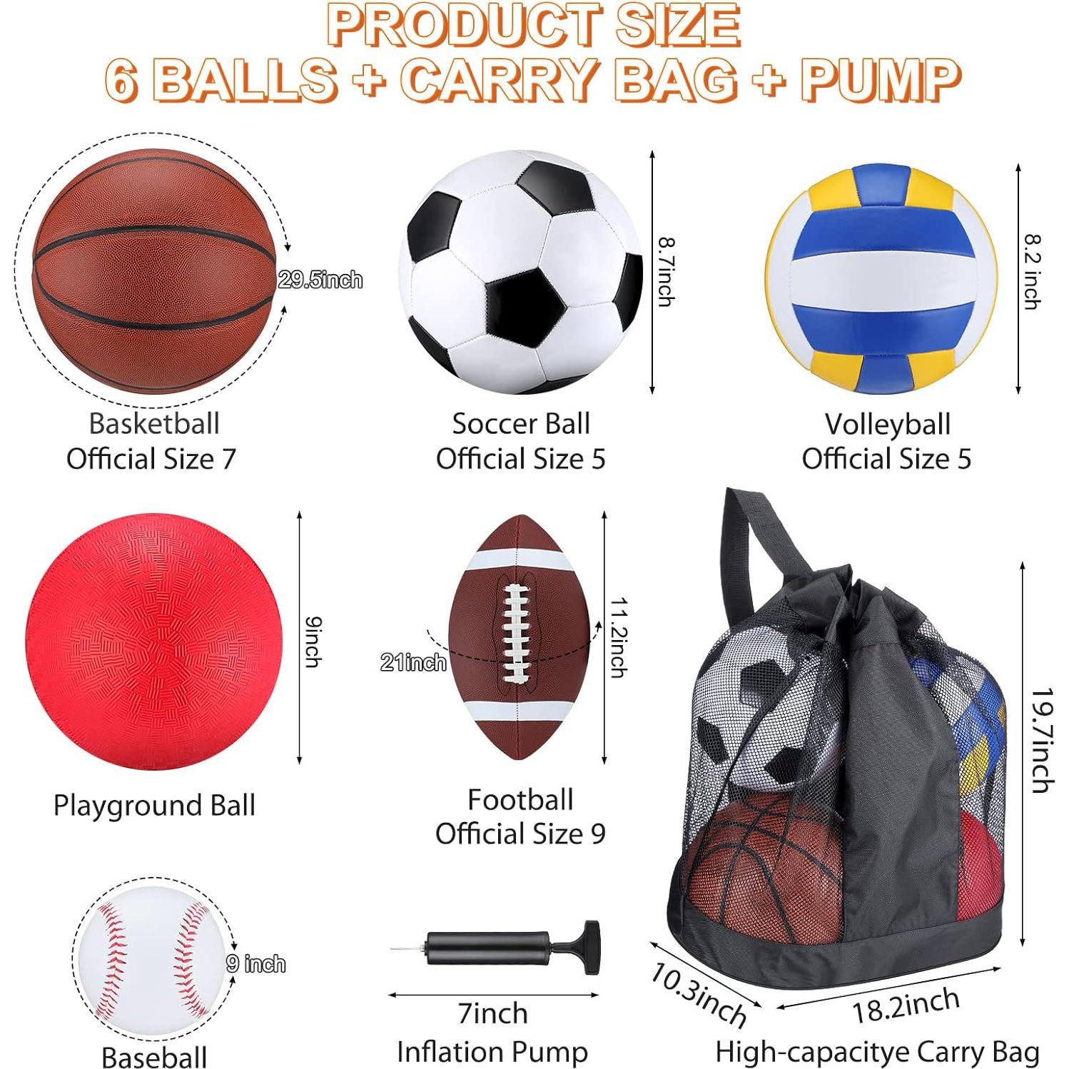 Set de 6 Pelotas Deportivas Libima Tamaño Oficial con Bolsa