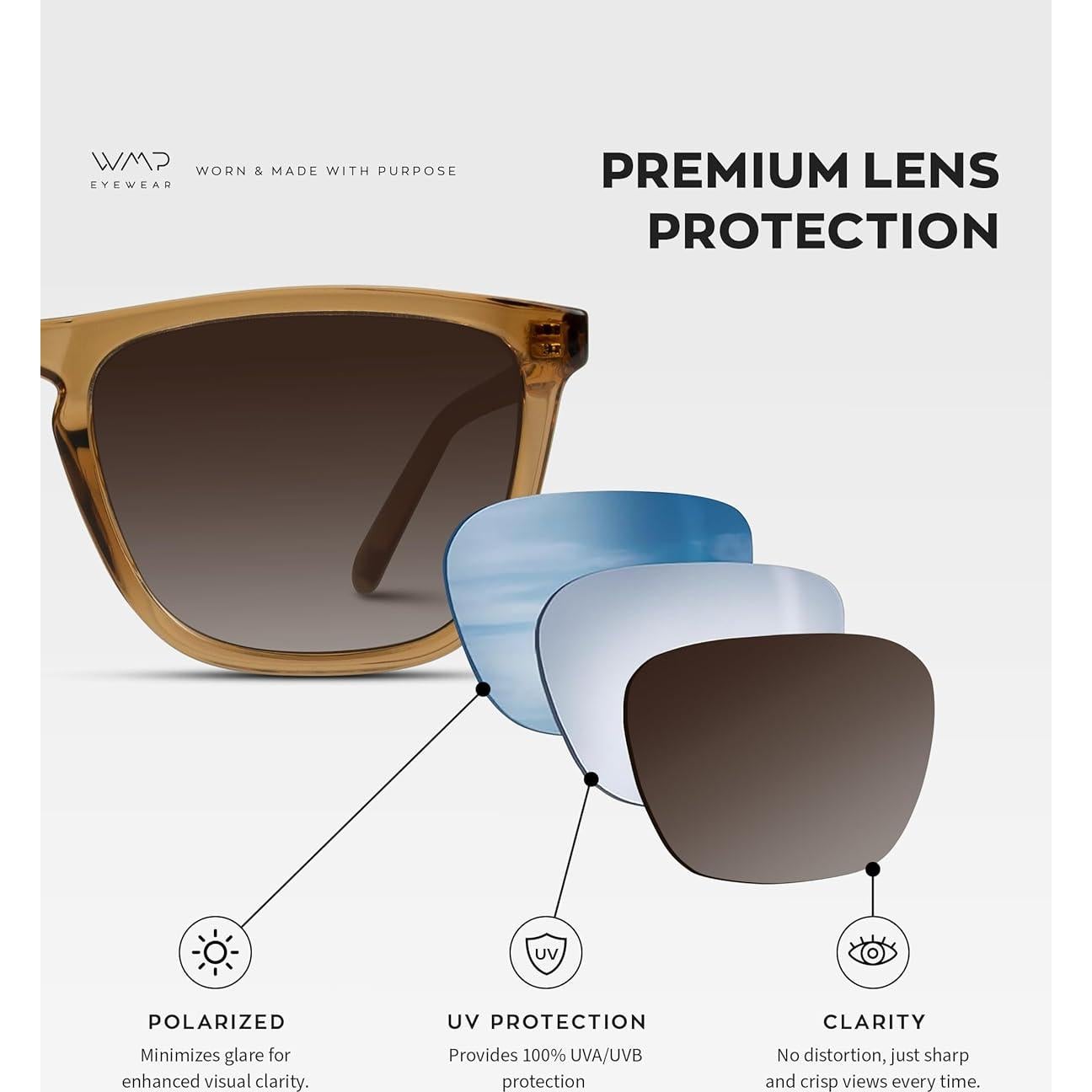 WearMe Pro - Gafas de sol cuadradas polarizadas para hombres