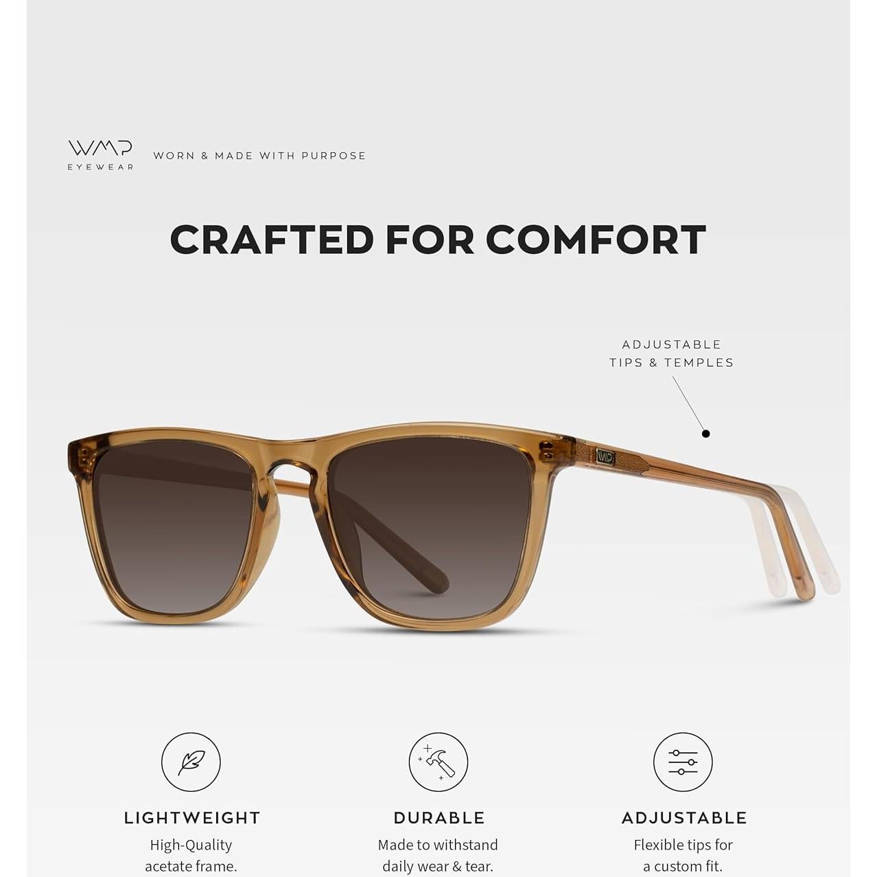 WearMe Pro - Gafas de sol cuadradas polarizadas para hombres