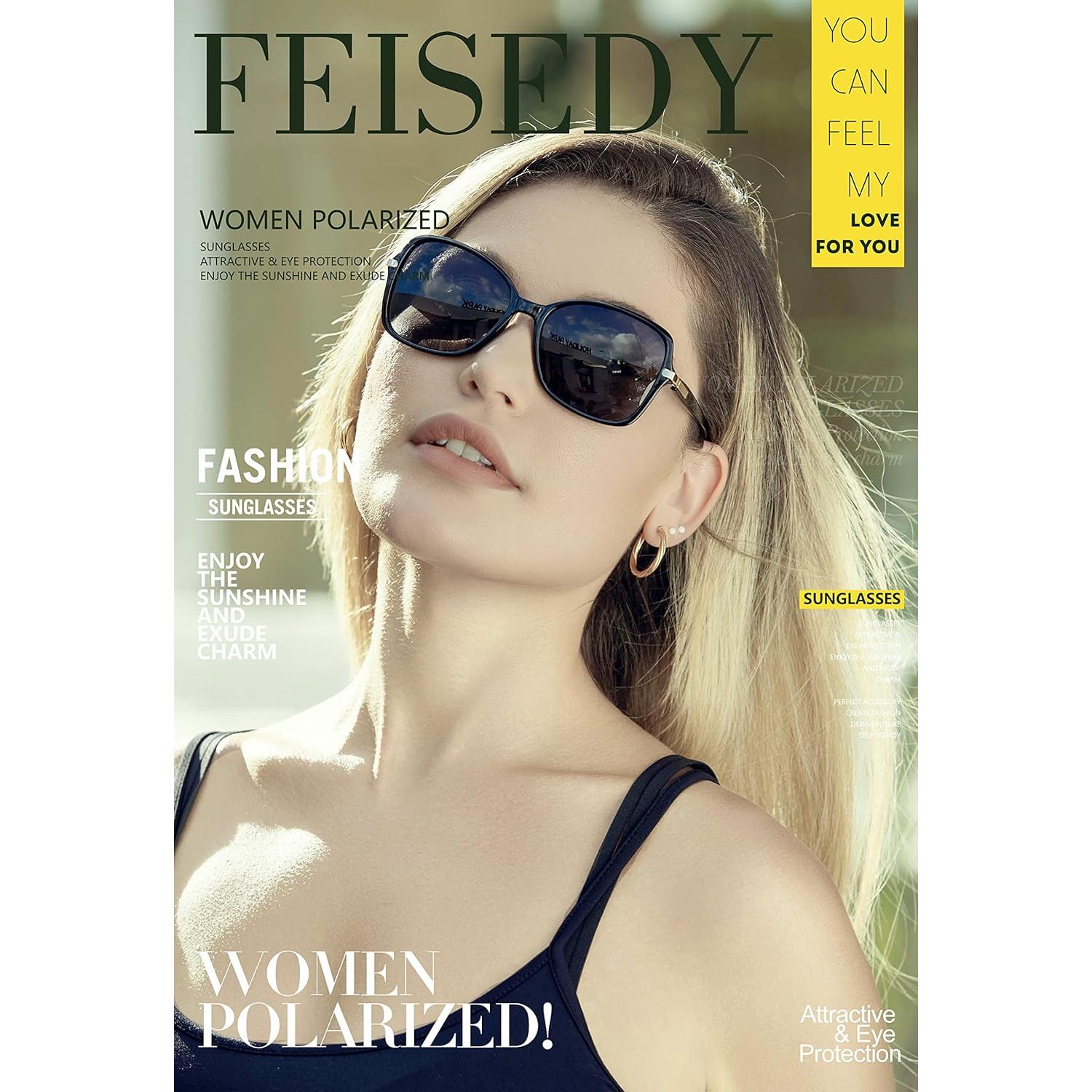 Gafas de Sol FEISEDY Cuadradas Polarizadas UV400 para Damas