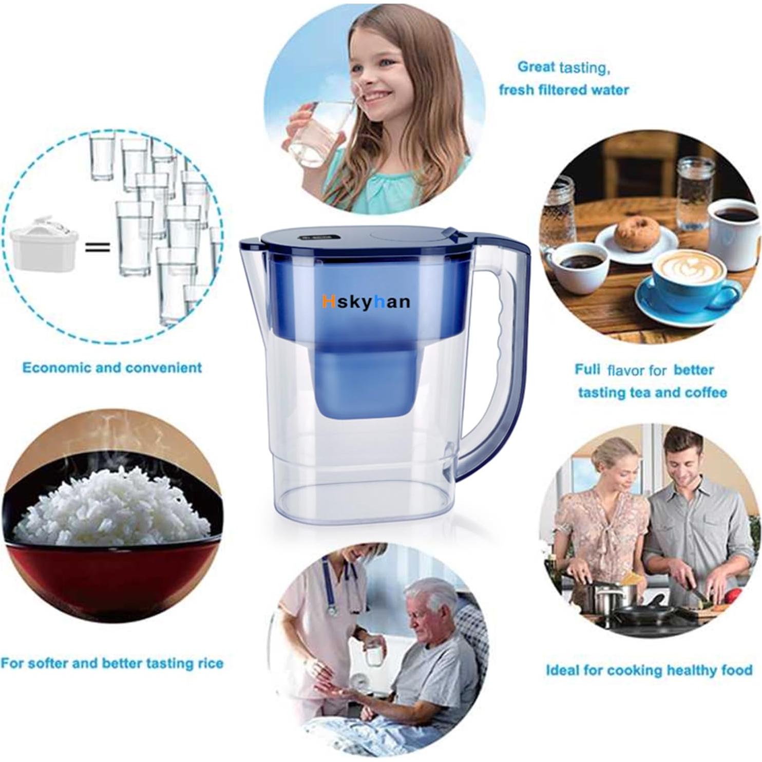 Jarra de Filtro de Agua Alcalina Hskyhan 3.8L - 7 Etapas, Azul