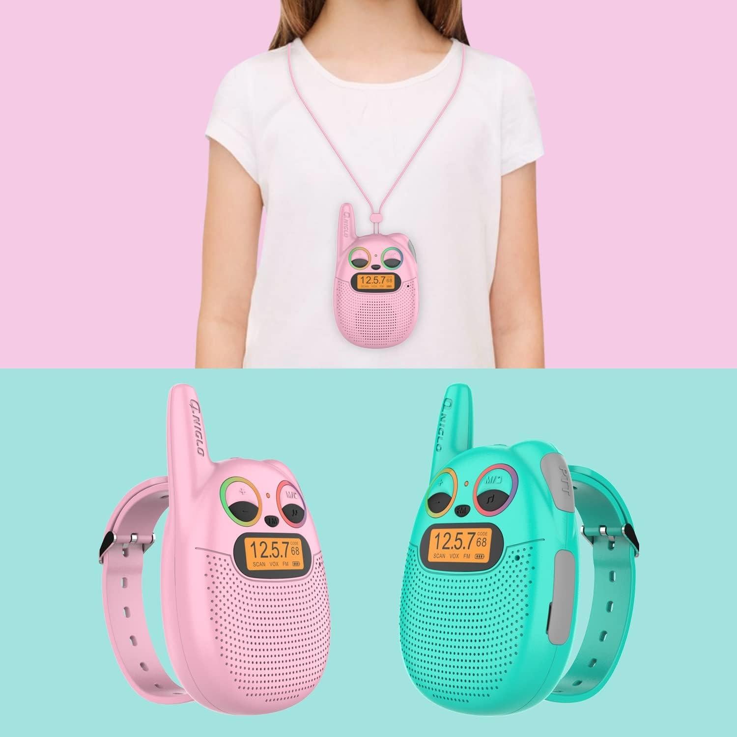 Walkie Talkies Qniglo Recargables 2 Paquete para Niños