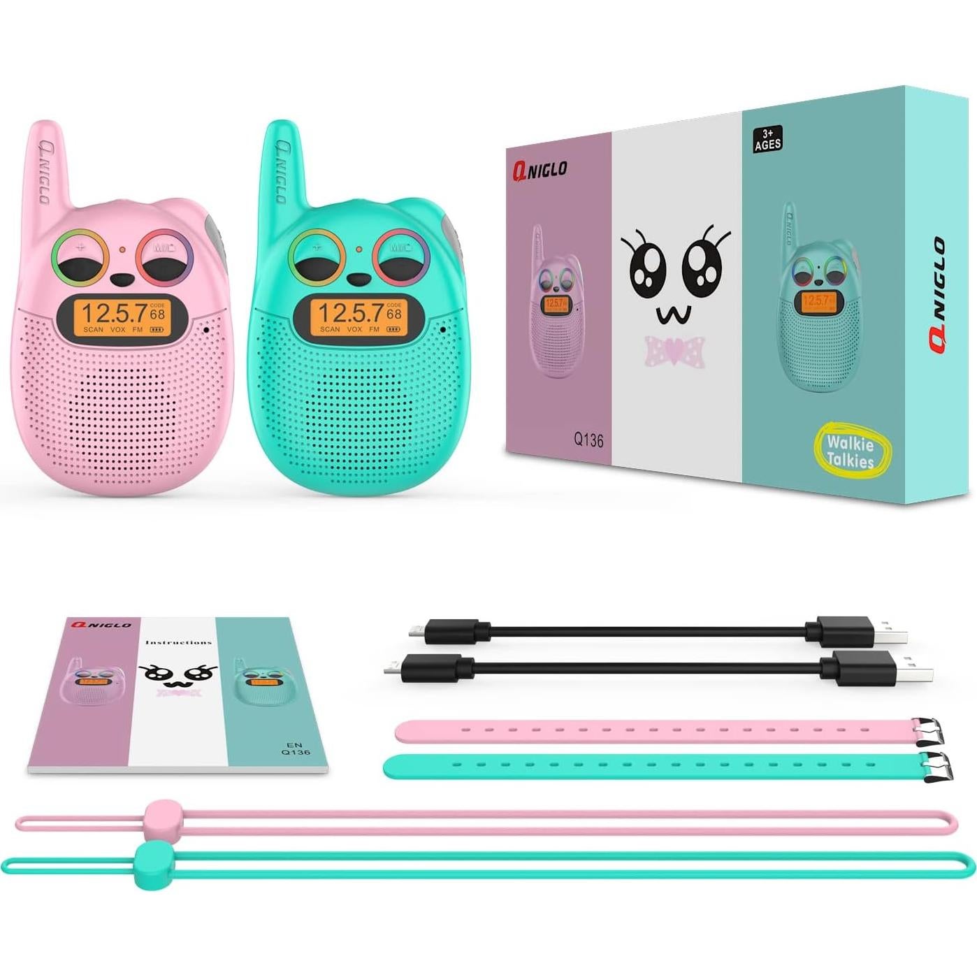 Walkie Talkies Qniglo Recargables 2 Paquete para Niños